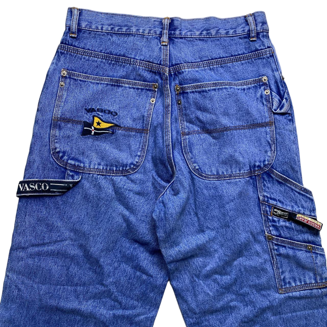 Vasco Vintage Baggy 90’s Cargo Carpenter Jeans Light Blue (32W)
