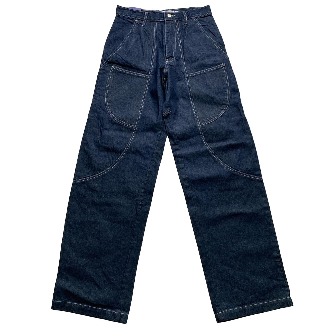 Criminal Damage Skull Embroidery Baggy Cargo Carpenter Jeans (30W)
