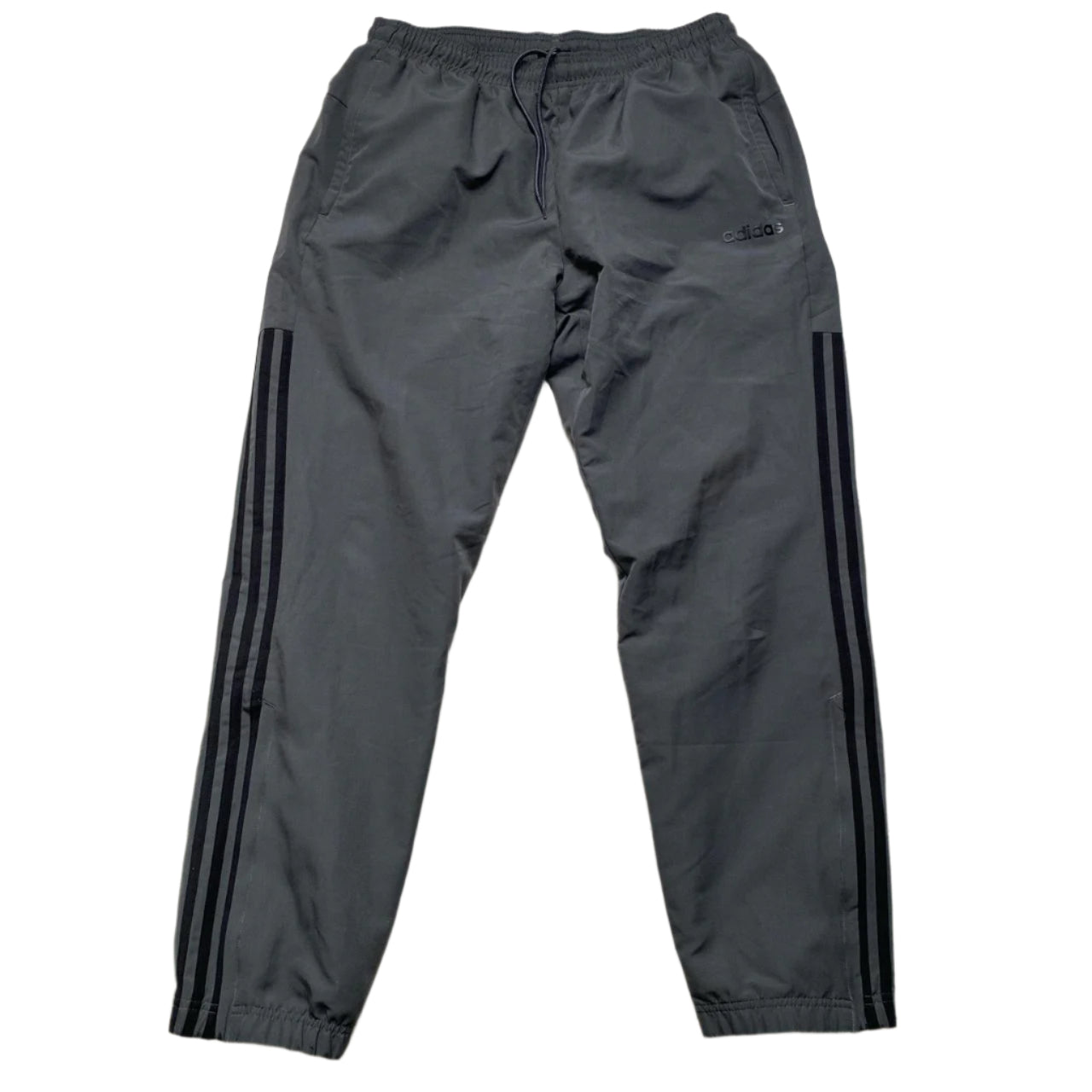 Adidas Grey and Black Shell Trackpant Bottoms (L)