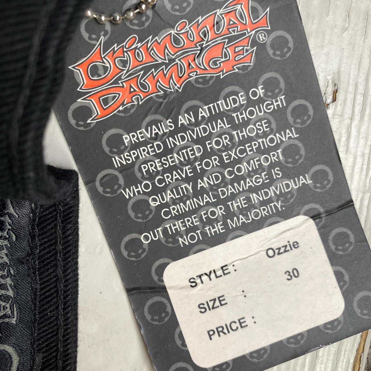 Criminal Damage Bondage Black White and Red Embroidery Baggy Jeans (30W)