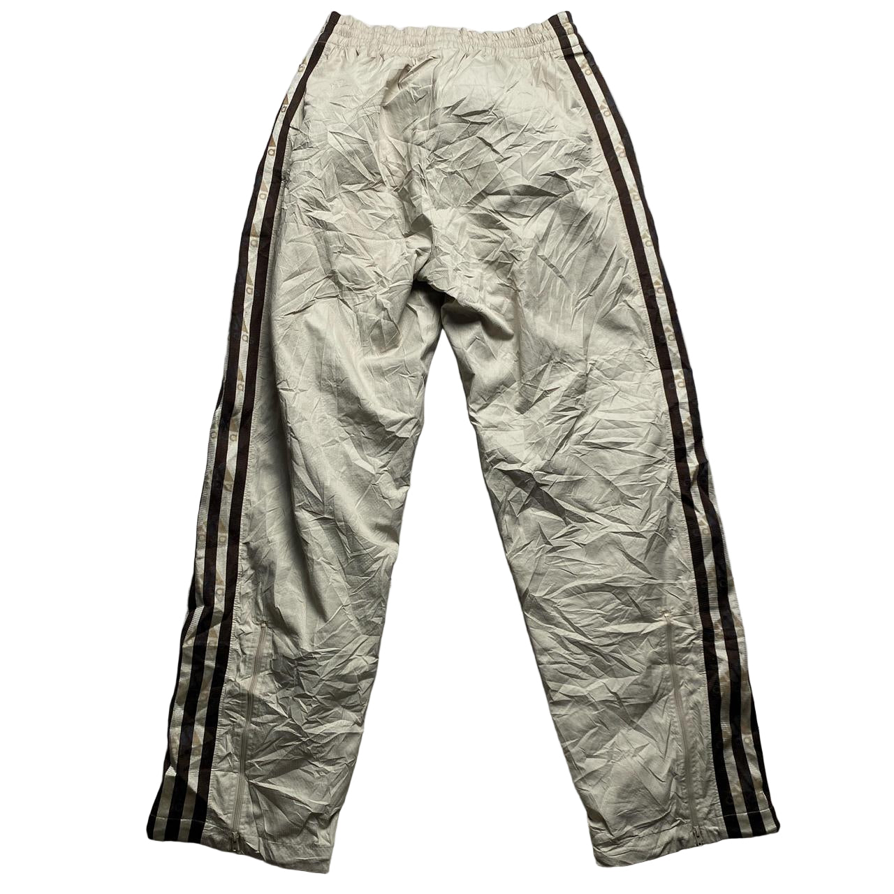 Adidas Cream and Brown Shell Trackpant Bottoms (S)