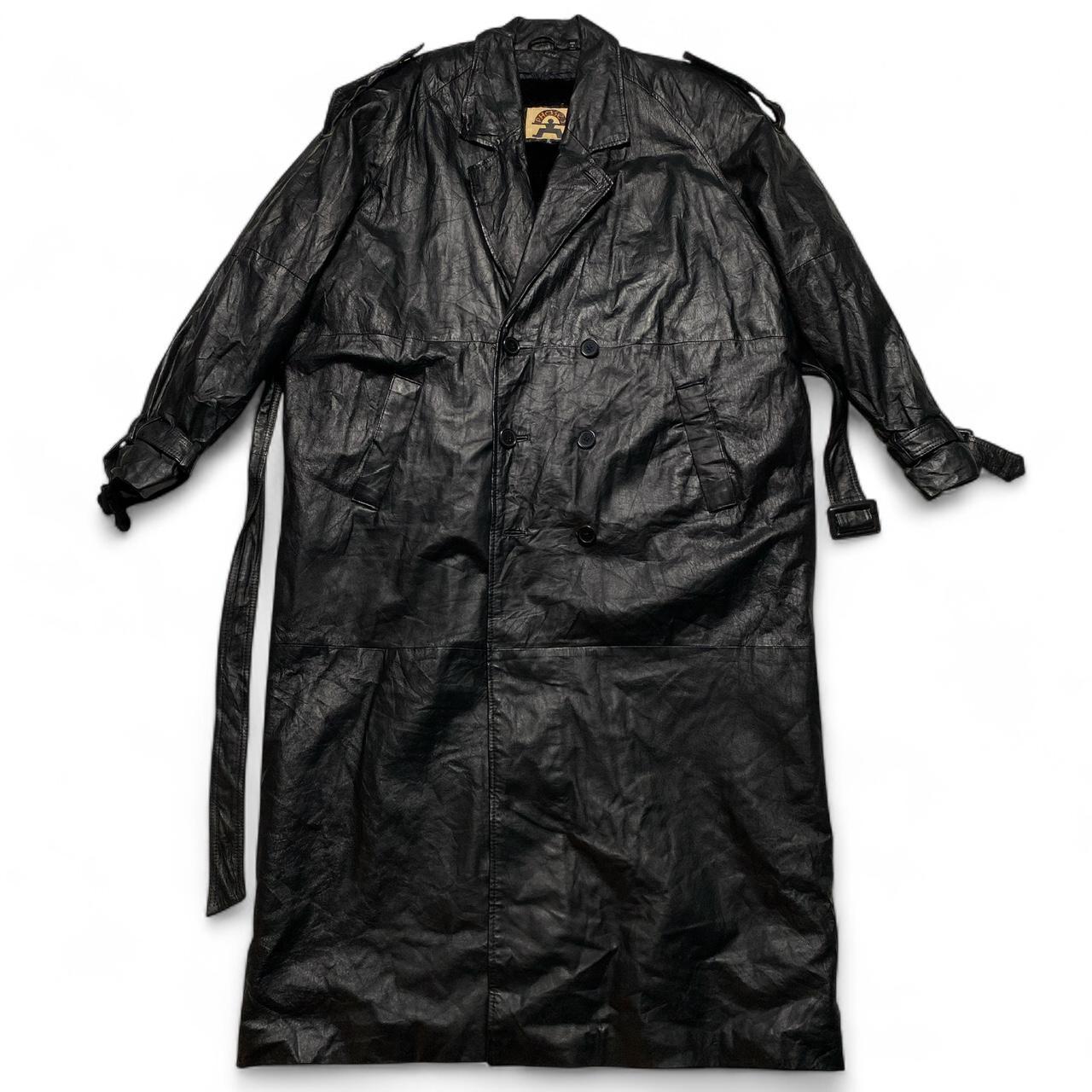Phase 2 Vintage Leather Long Fur Lined Trench Coat Jacket (XL)