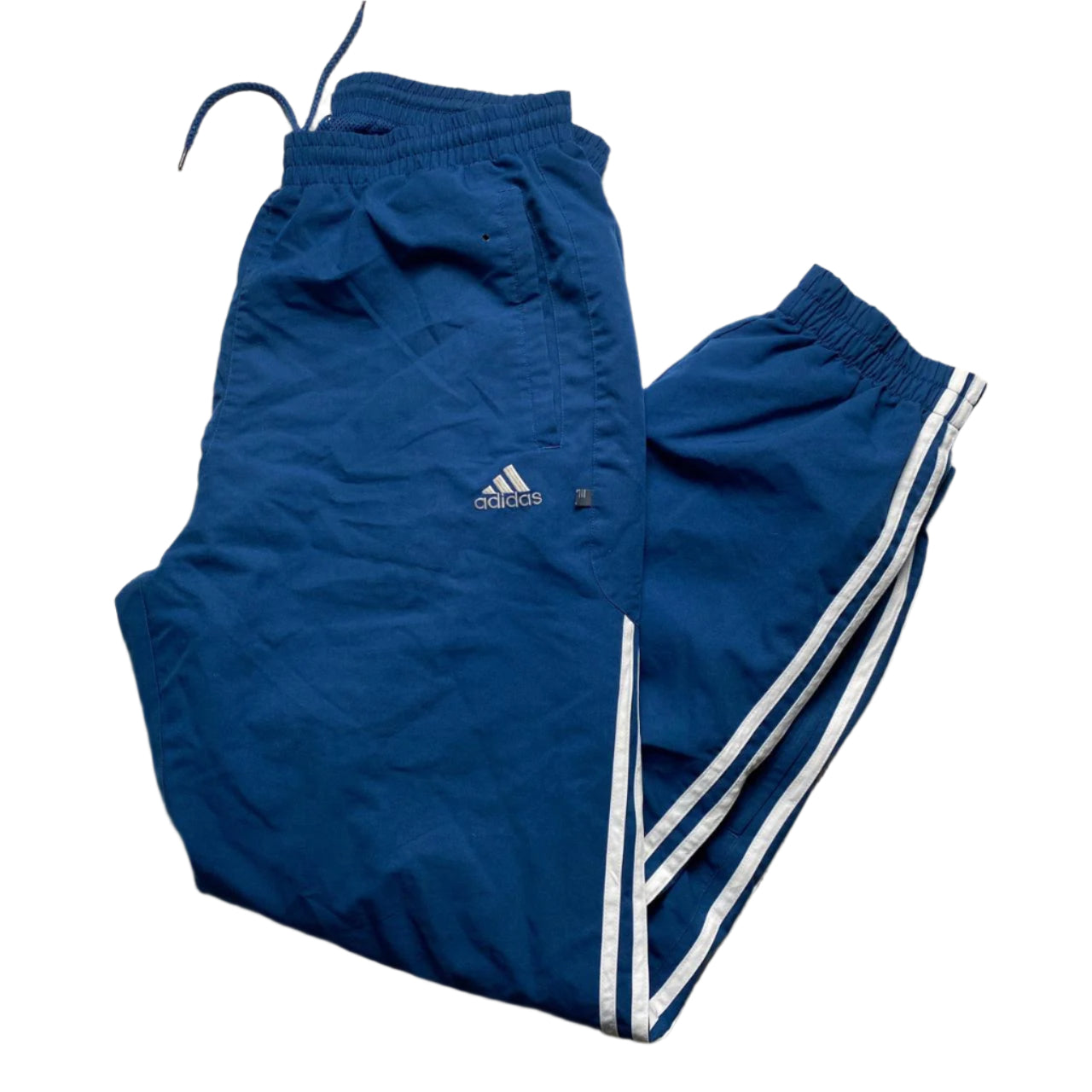 Adidas Blue and White Baggy Shell Trackpant Bottoms (M)