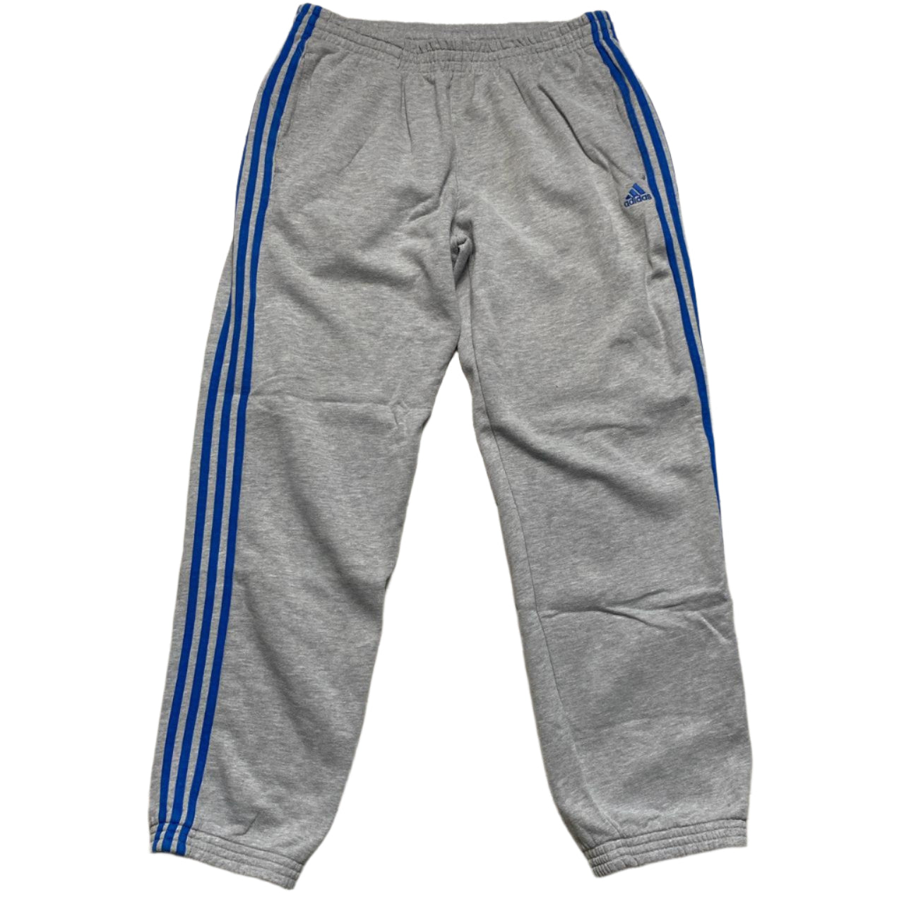 Adidas Grey and Blue Performance Essentials Baggy Joggers (S)