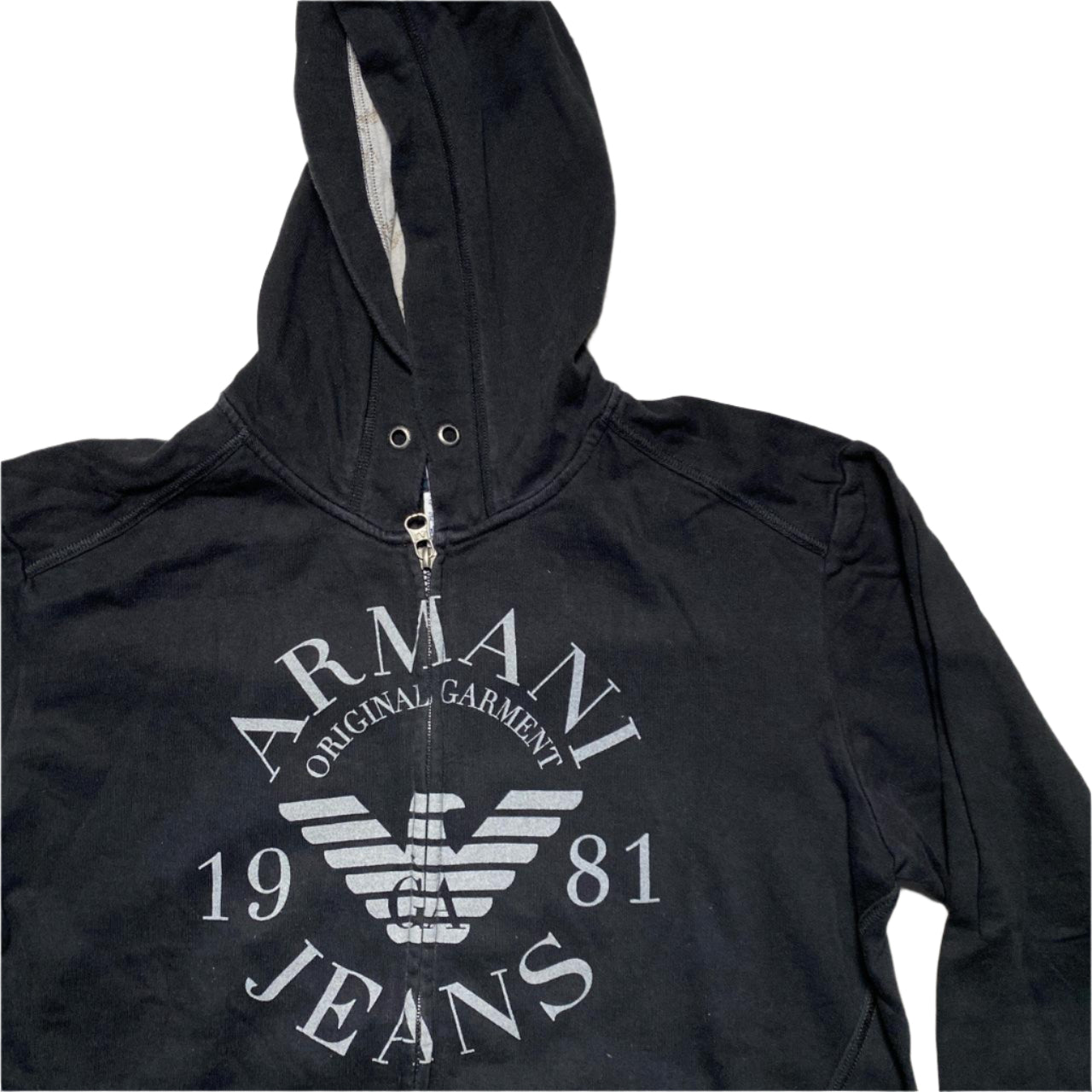 Armani Black and Grey Zip Hoodie (L)