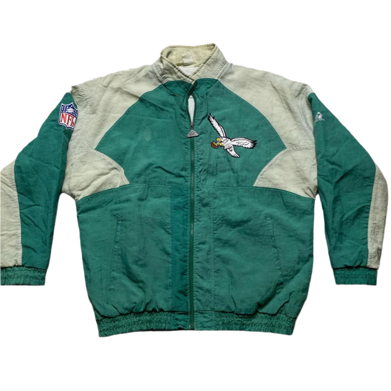Philadelphia Eagles Vintage 90’s Bomber Green and Cream Jacket (XL)