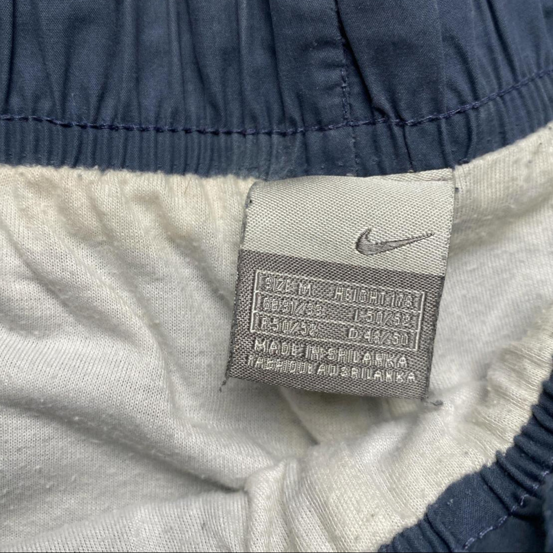 Nike Swoosh Vintage Shell Baggy Blue and White Trackpant Shell Bottoms (M)