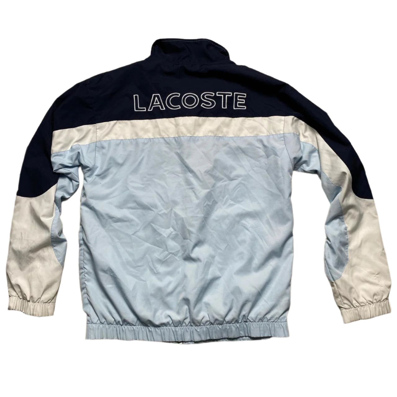 Lacoste Vintage y2k Nylon Shell Tracksuit Jacket Baby Blue Navy and White (S)