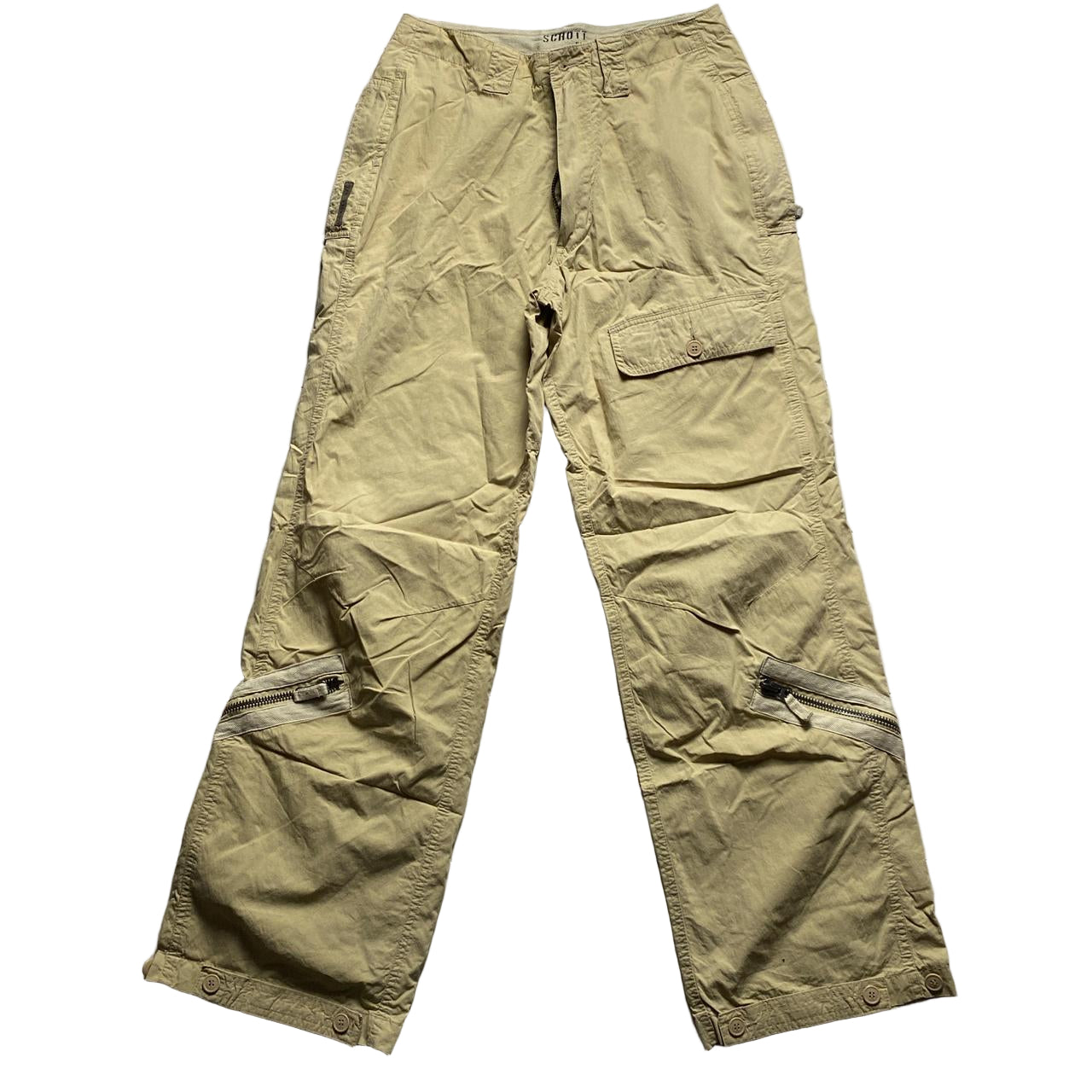Schott Vintage Cream Khaki Cargo Trousers (28W)