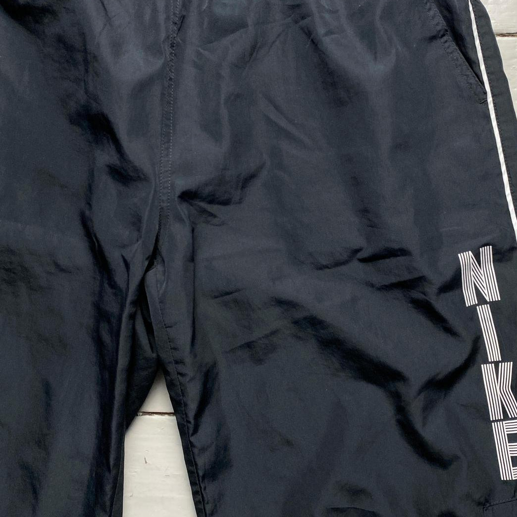 Nike Black and White Spellout Shell Trackpant Shorts (L)
