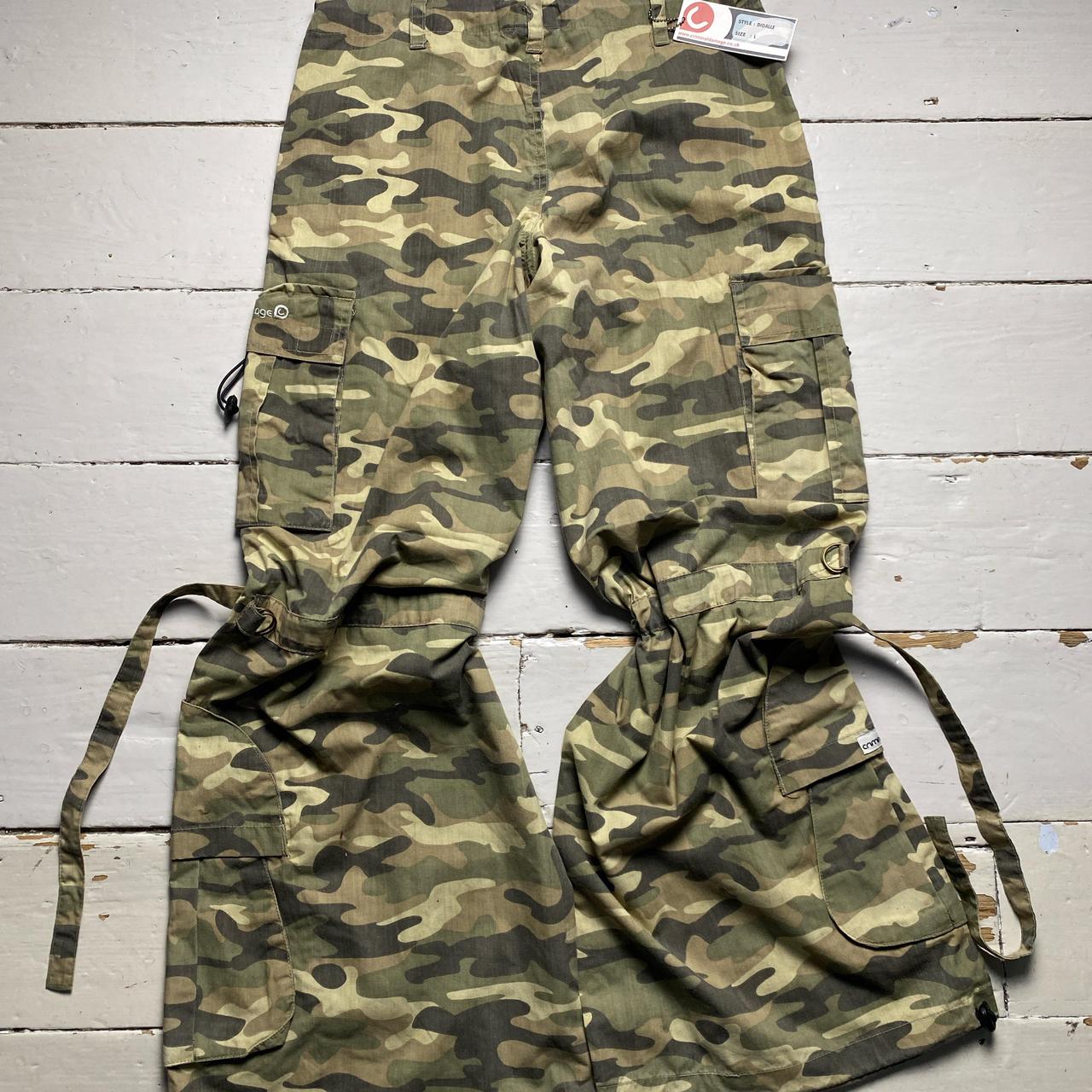 Criminal Damage Light Green Khaki Camouflage Cargo Baggy Vintage y2k Combat Trousers