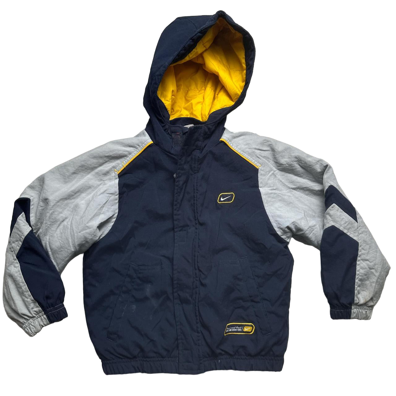 Nike Athletic Vintage Navy Grey and Yellow Kids Jacket (M Kids)