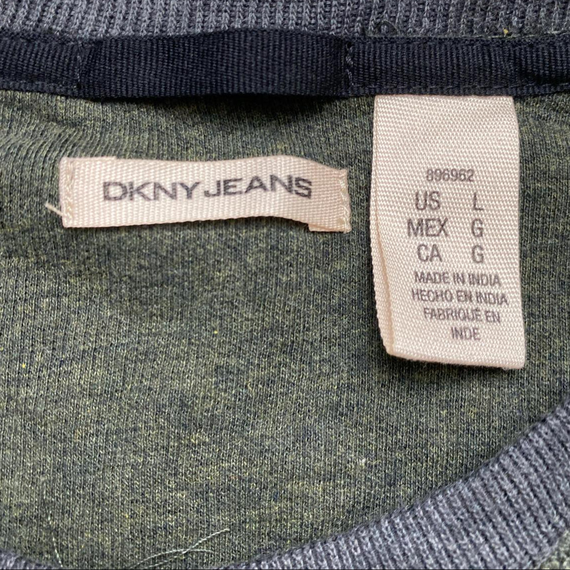 DKNY Khaki Green and Grey Jumper (L)