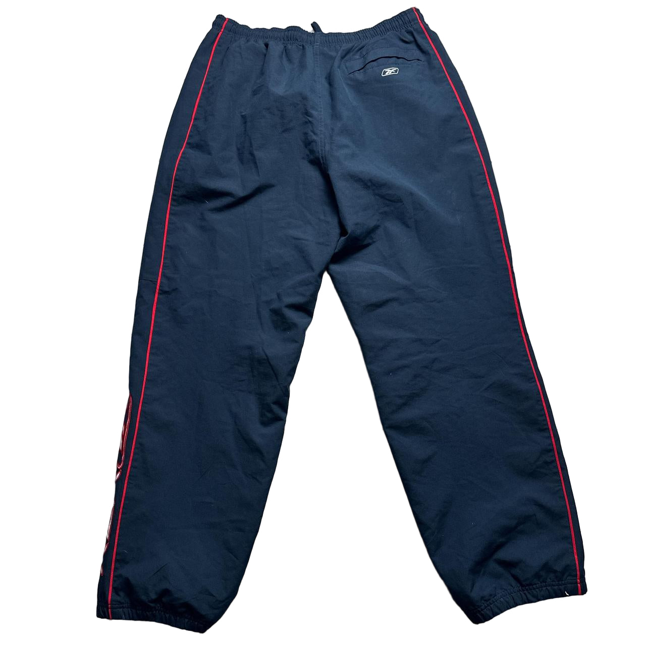 Reebok Vintage Navy Red and White Baggy Shell Trackpant Bottoms (M)