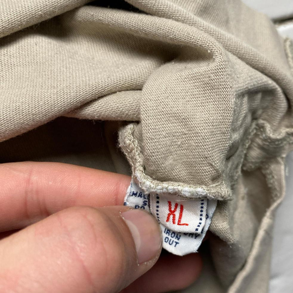 Evisu Vintage Tan and Blue Buddha Daicock Swoosh T Shirt (XL)