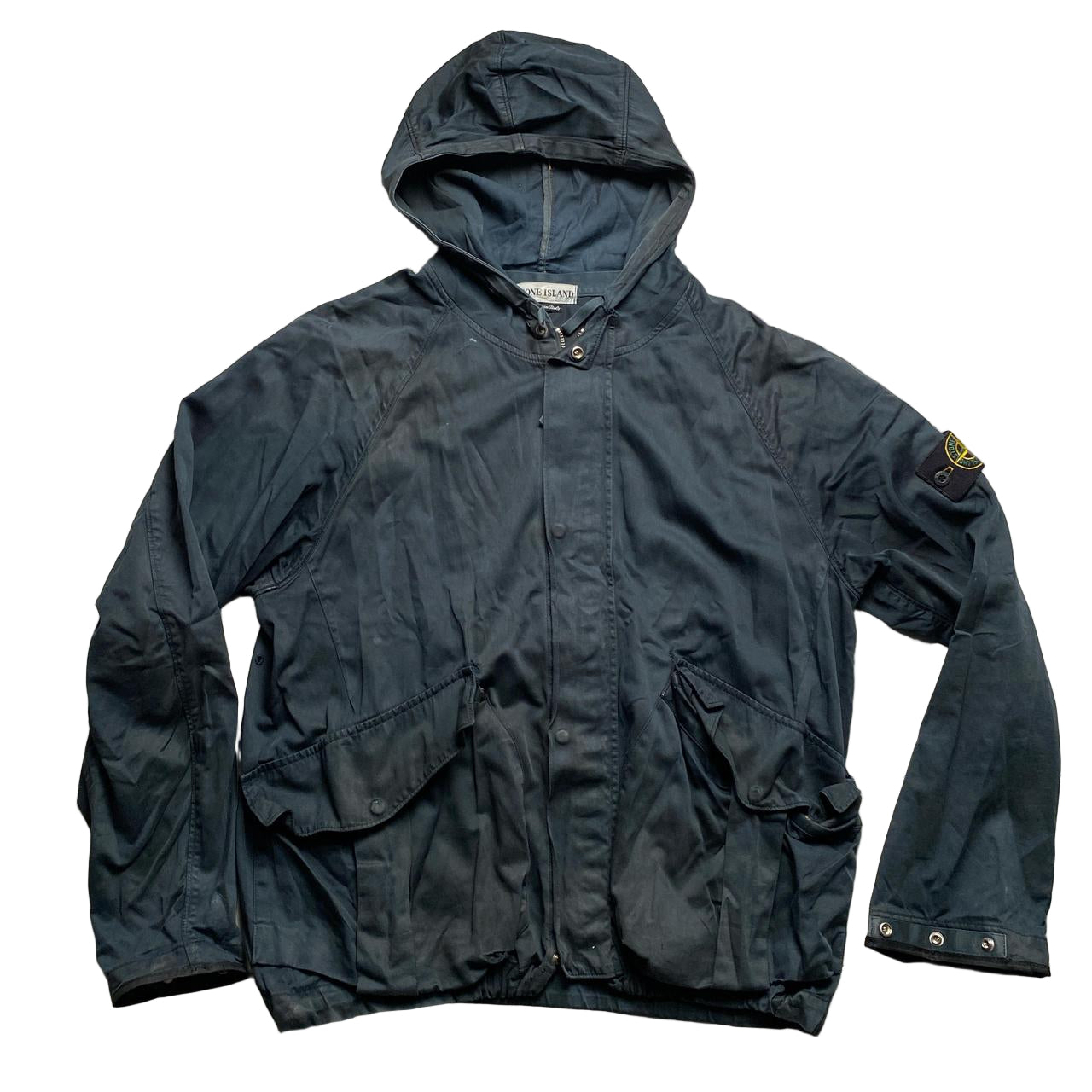 Stone Island 2002 Vintage Raso Gommato Lightweight Navy Jacket (M)