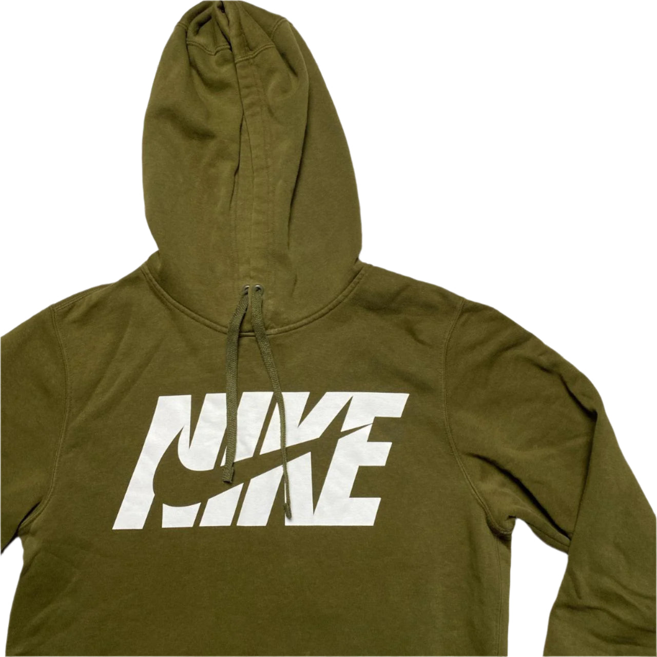 Nike Club Spellout Khaki Green and White Hoodie (S)