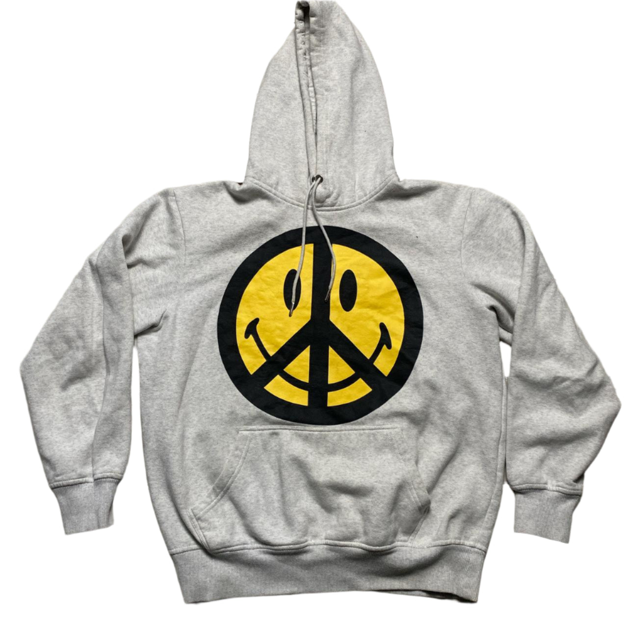 Chinatown Market Grey and Yellow Smiley Hoodie (M)