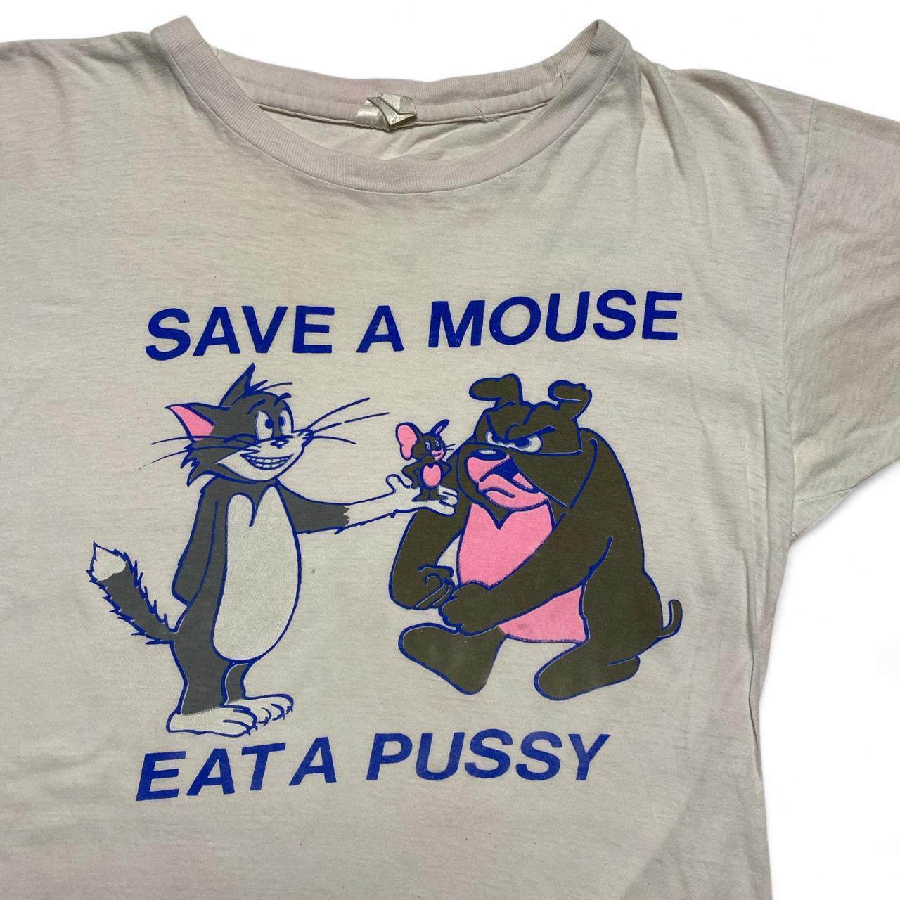 Tom and Jerry Womens Graphic Save a Mouse Eat a Pussy Vintage 90’s T Shirt (L)