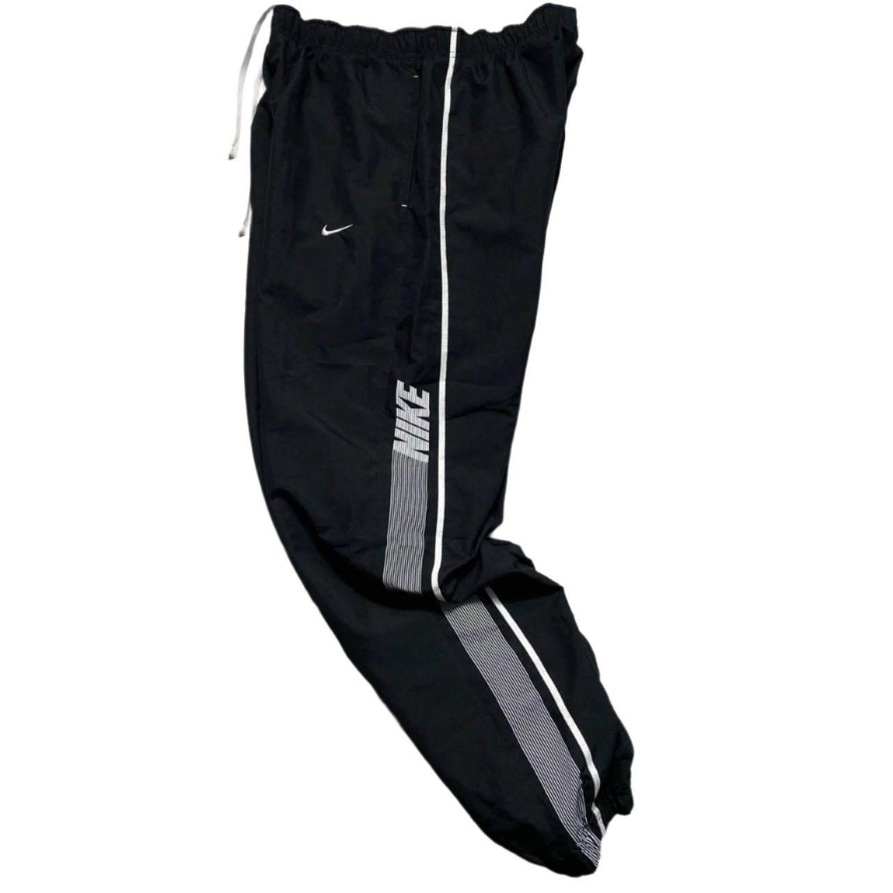 Nike Vintage Club Spellout Black and White Shell Trackpant Baggy Bottoms (M)