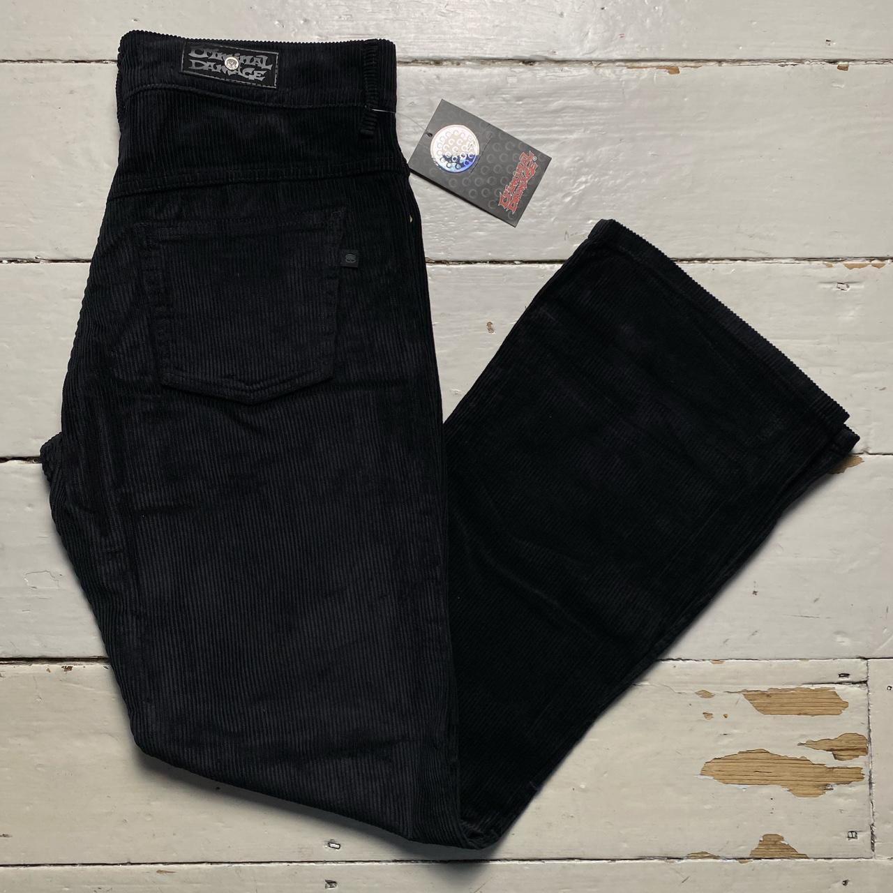 Criminal Damage Black Corduroy Bootcut Jean Trousers