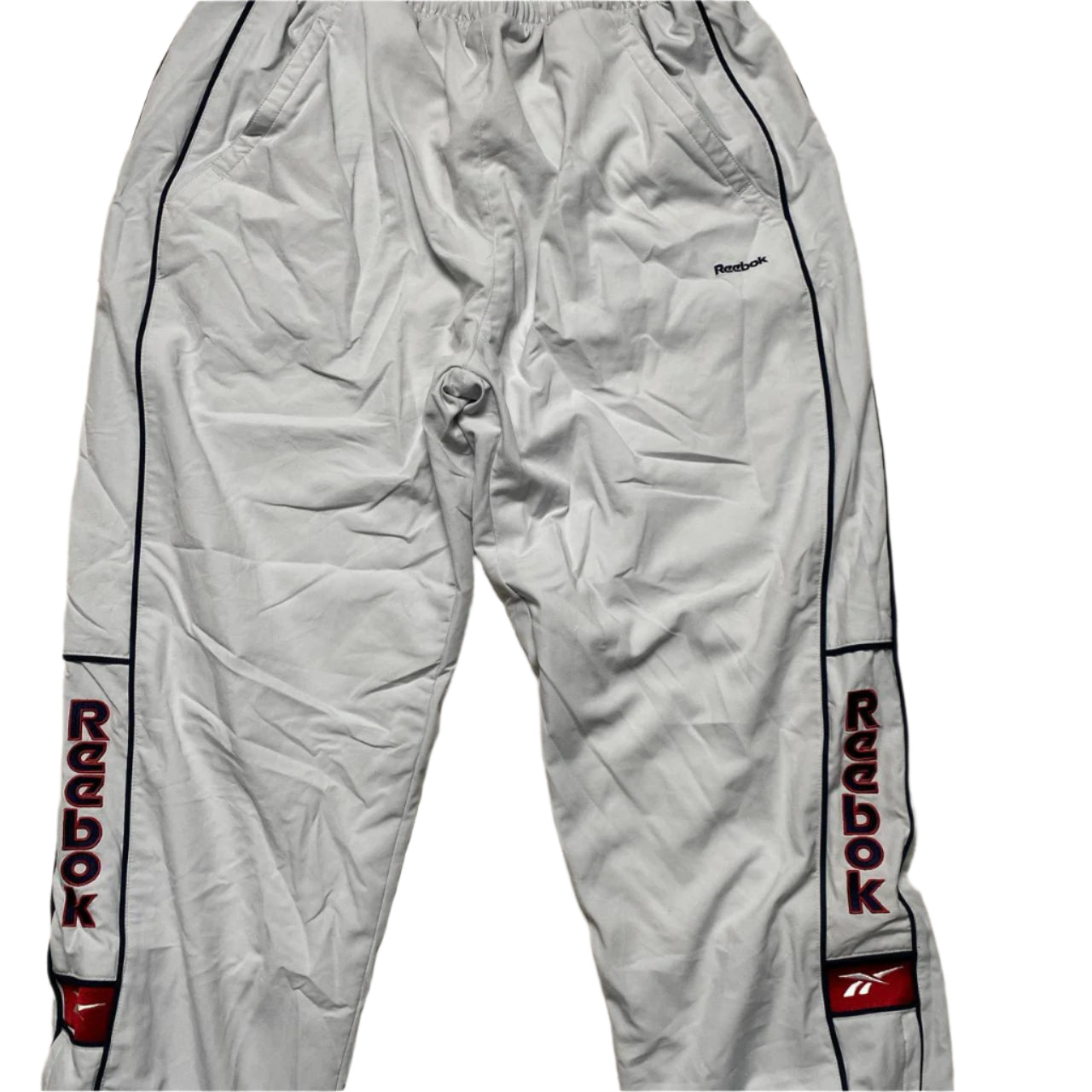 Reebok Light Grey White Shell Trackpant Baggy Bottoms (L)