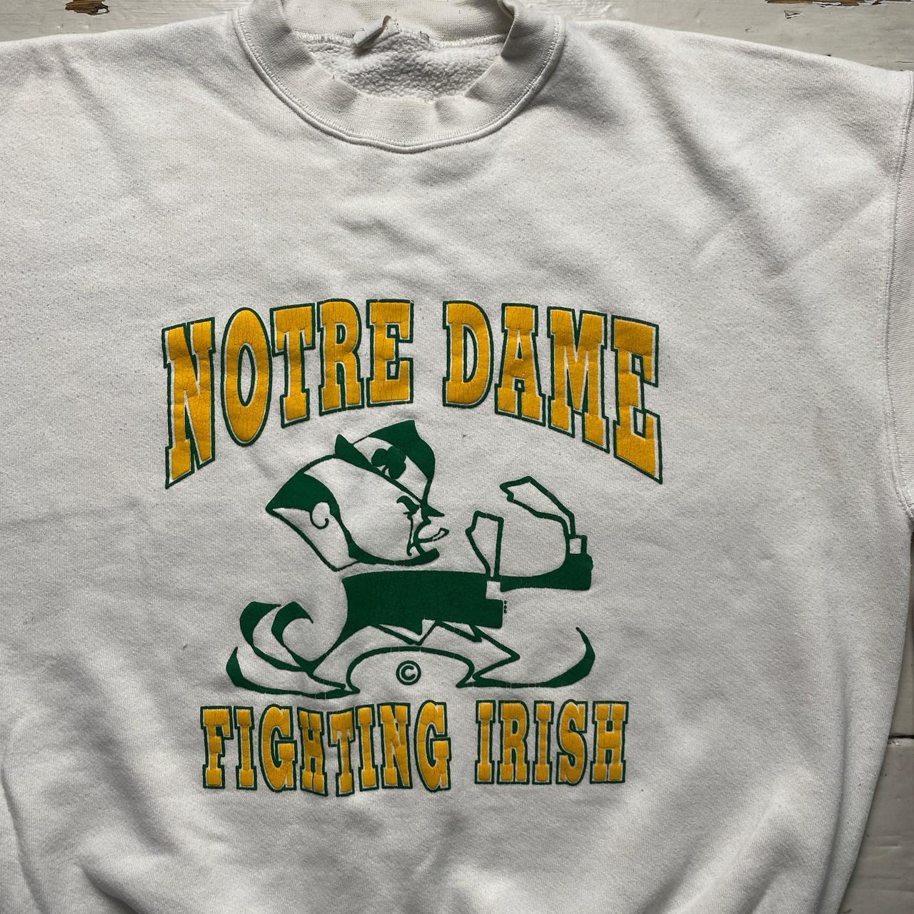 Notre Dame Vintage 90’s Made in USA Jumper White Yellow and Green
