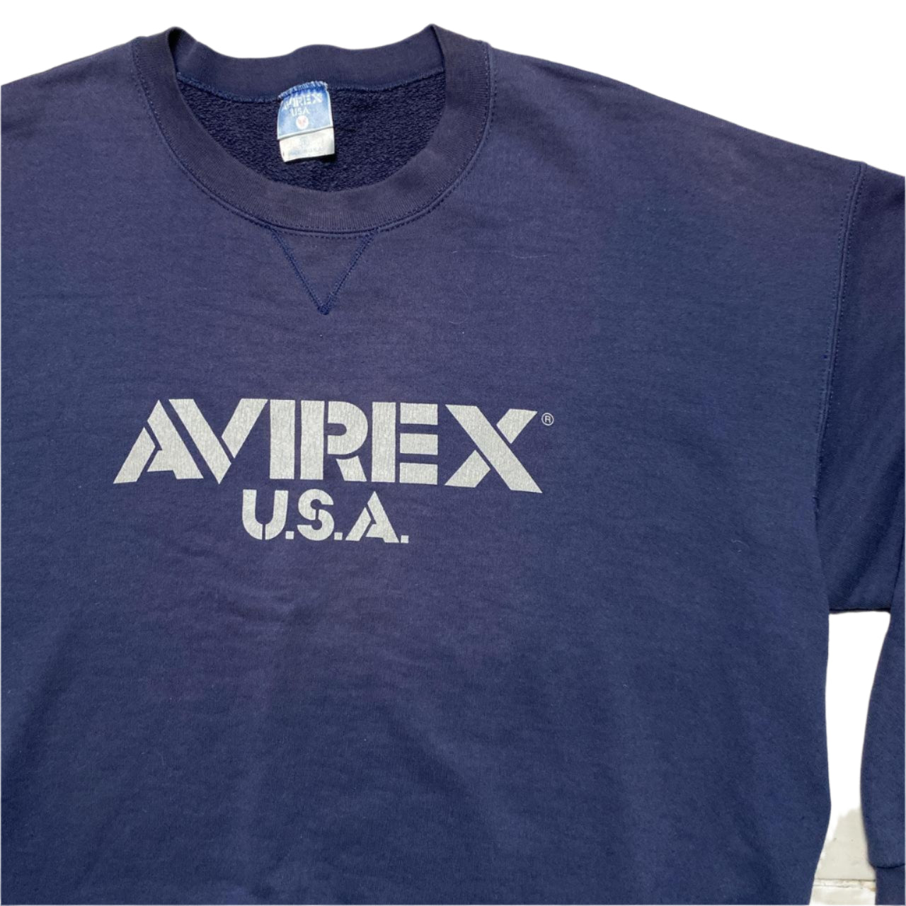 Avirex USA Vintage 90βs Navy and Silver Jumper (2XL)