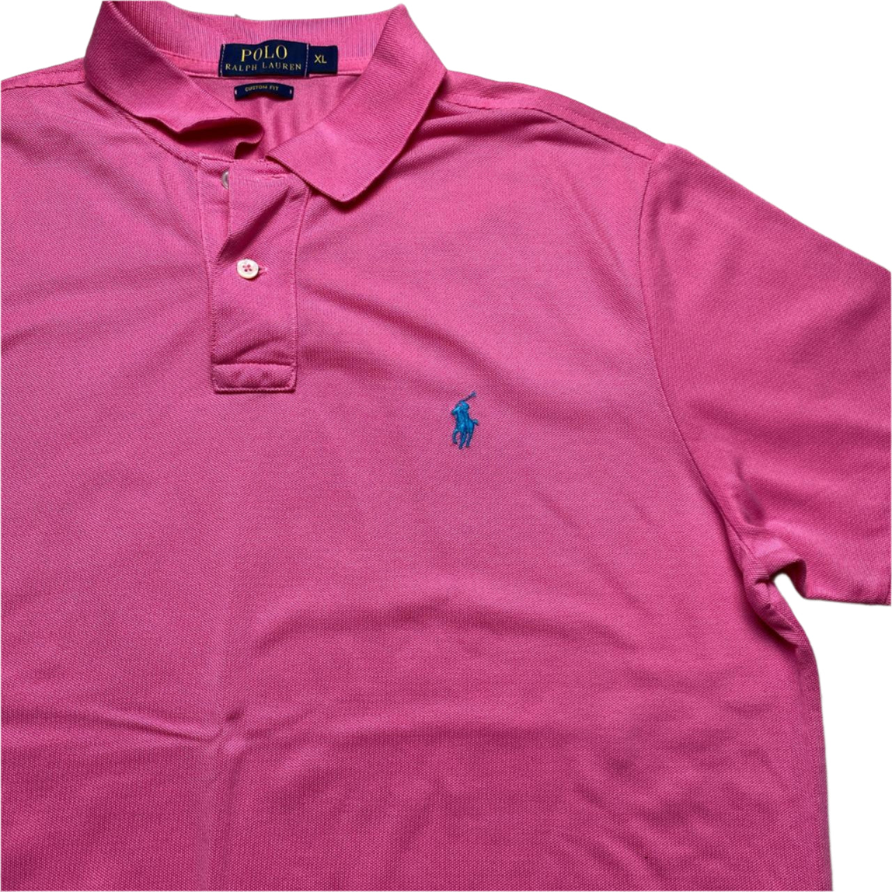 Ralph Lauren Polo Pink and Blue Pony Polo Short Sleeve Shirt (XL)
