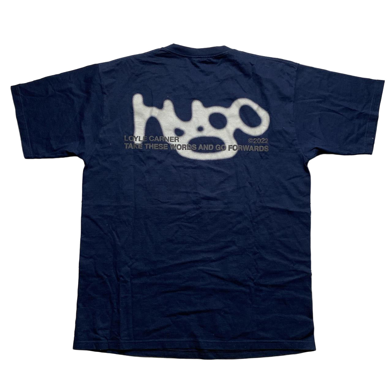 Loyle Carner Hugo Take These Words and Go Forward Navy and White T Shirt (L)