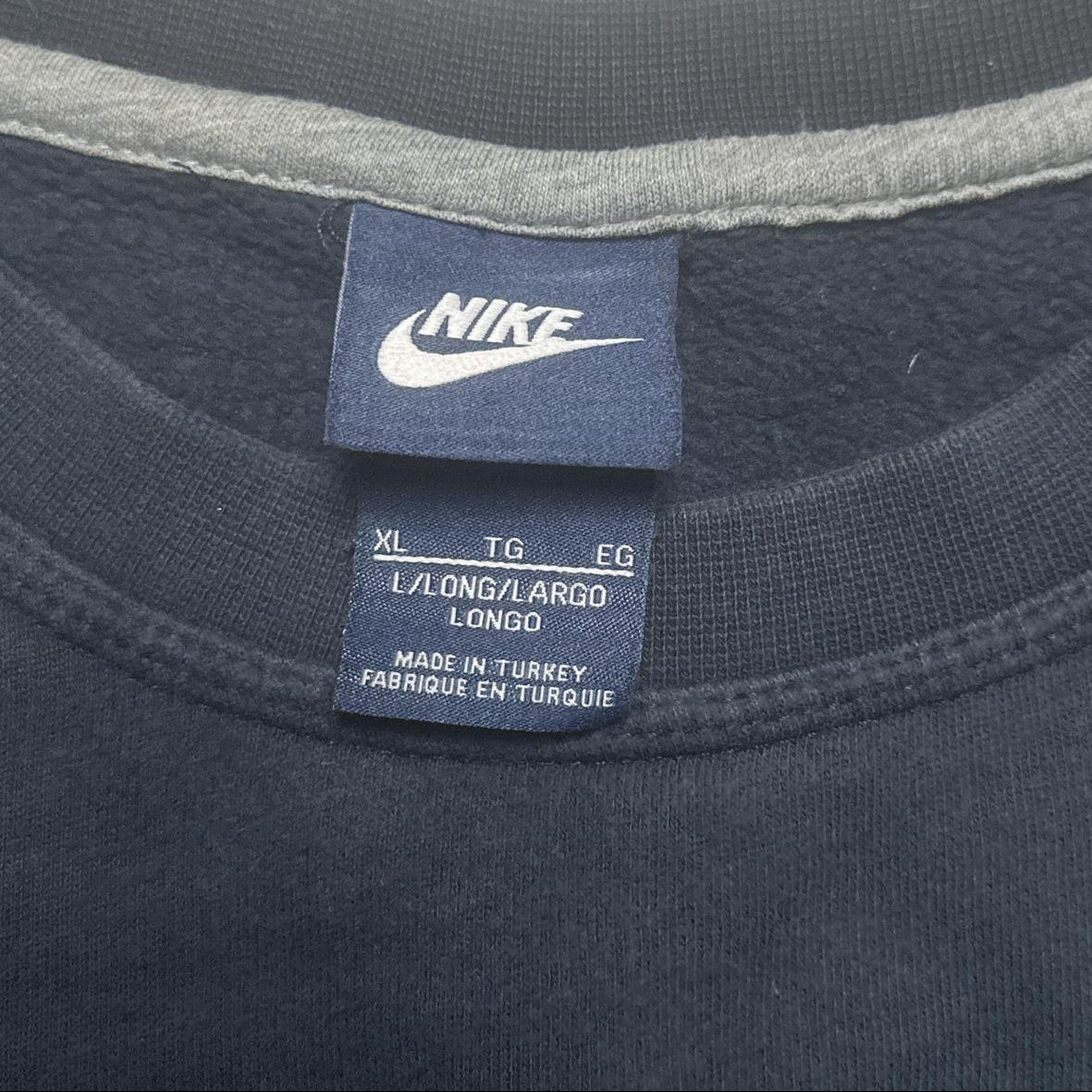 Nike Navy and White Swoosh Jumper (XL)