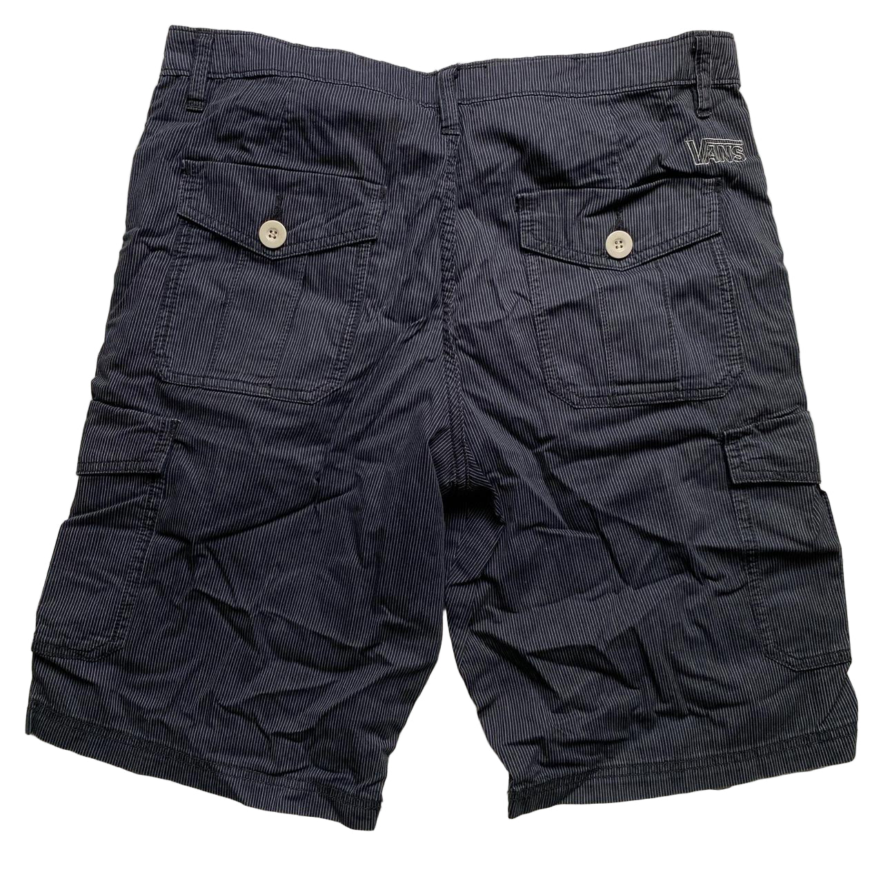 Vans Black and White Pinstripe Cargo Baggy Shorts (34W)