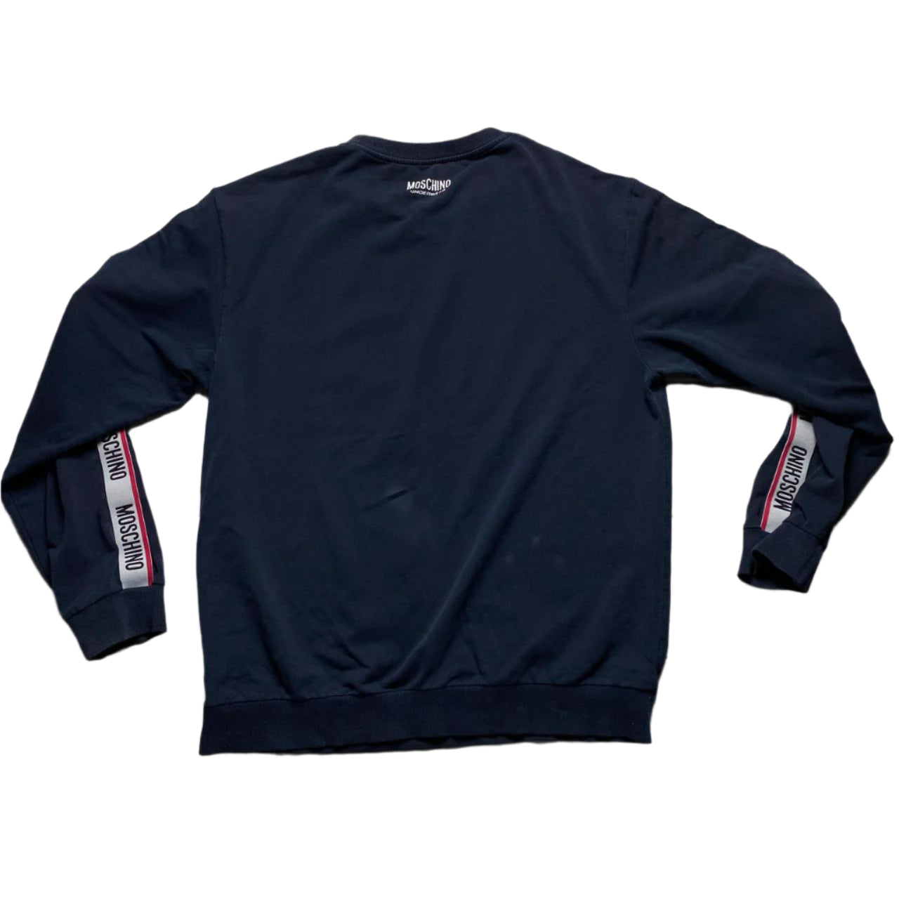 Moschino Navy Taping Repeat Spellout Jumper (2XL)