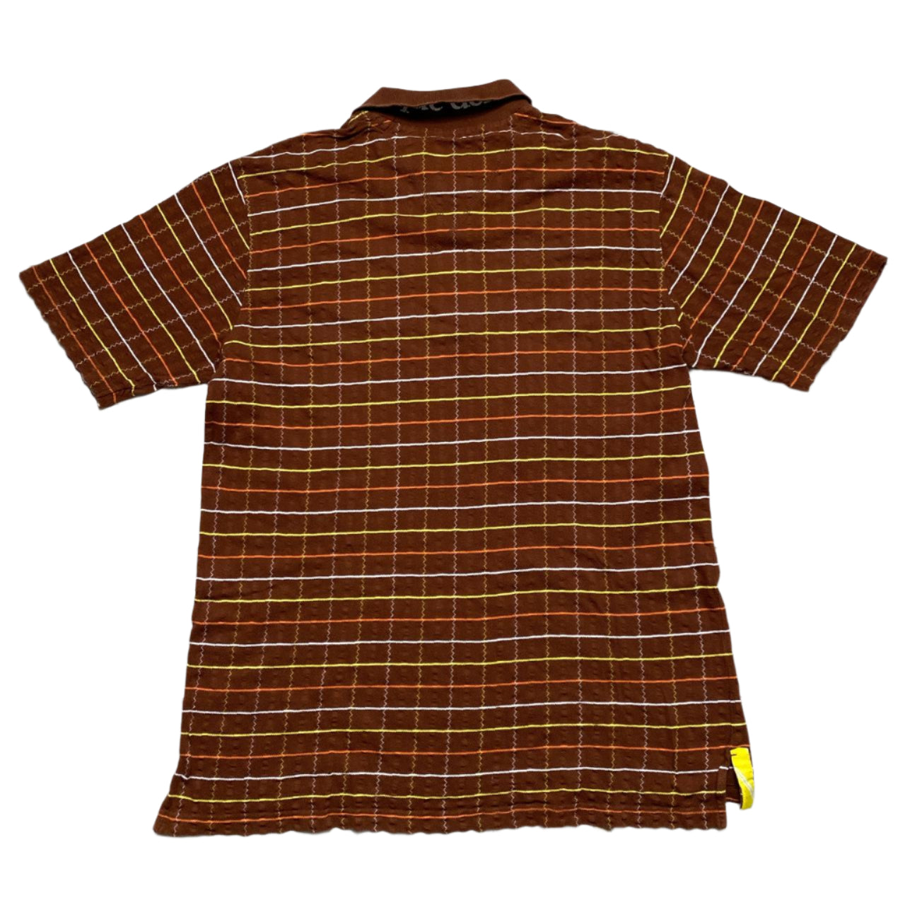Akademiks Vintage Brown Yellow White and Orange Polo Shirt (L)