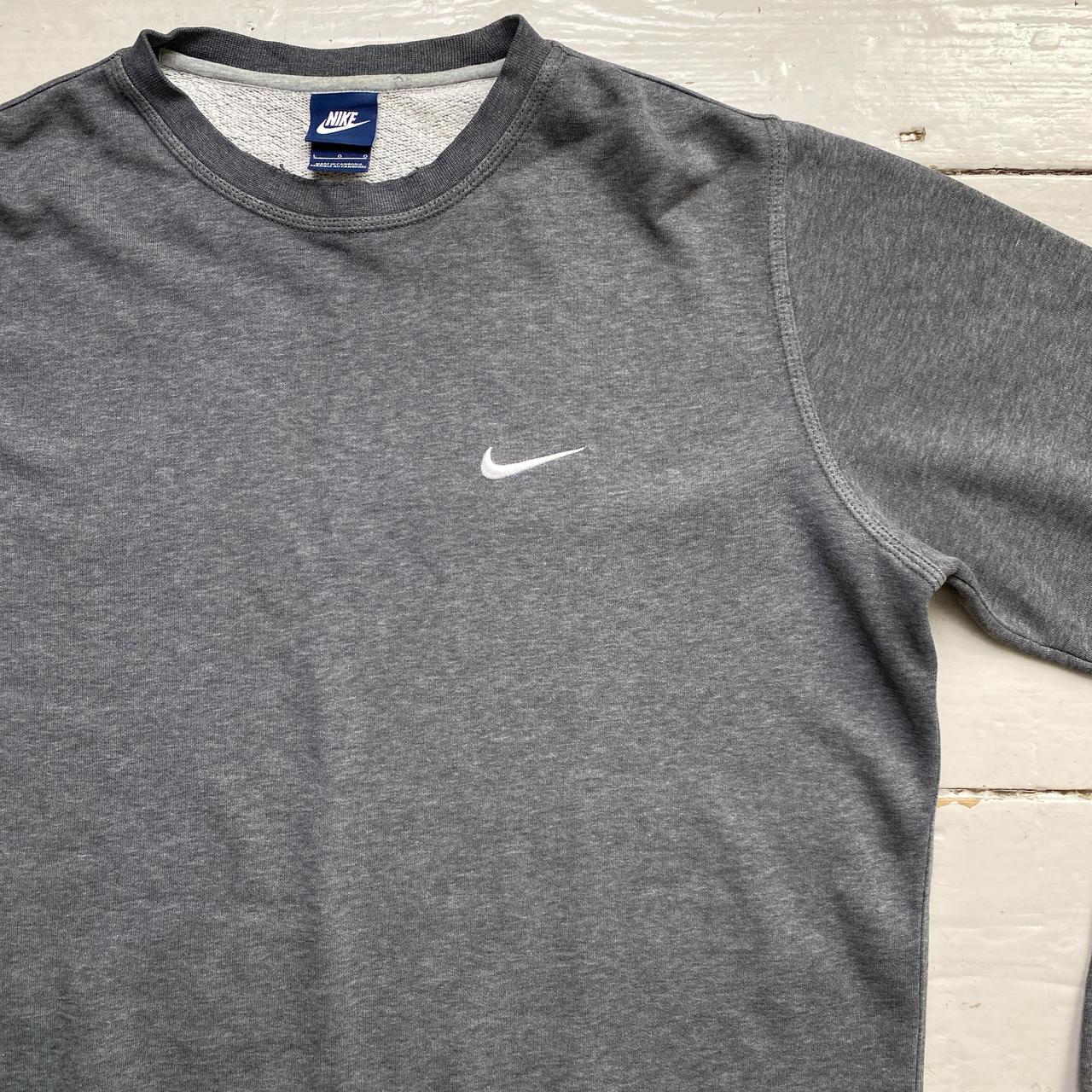 Nike Grey and White Swoosh Jumper