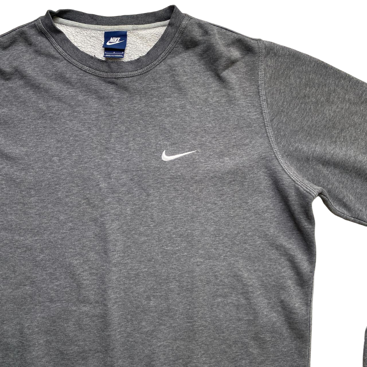 Nike Grey and White Swoosh Jumper (L)