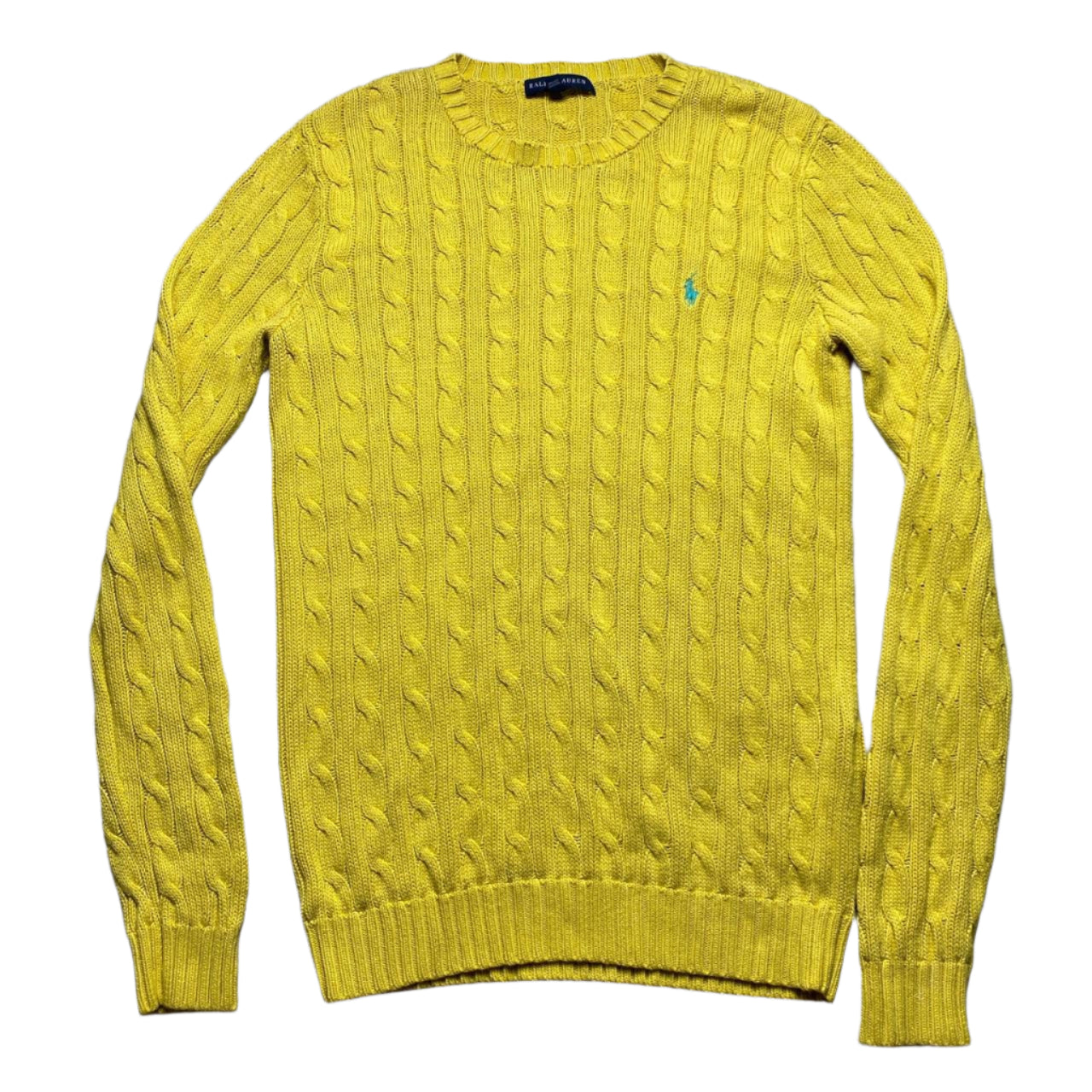 Yellow Polo Ralph Lauren cable knit Jumper (M)