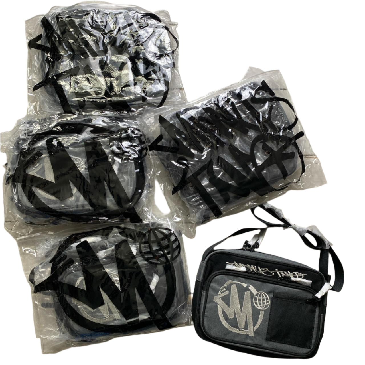 Minus Two Black and Grey Embroidery Pouch Small Messenger Bag