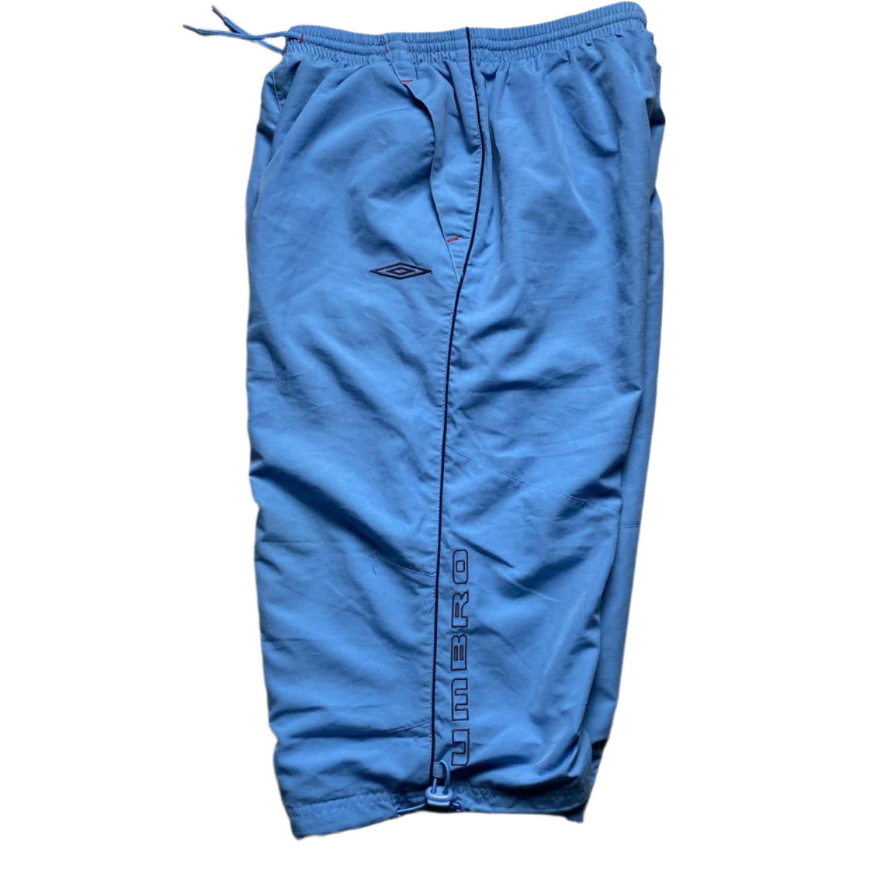 Umbro Spellout Vintage y2k Shell Trackpant Shorts Light Baby Blue (L)