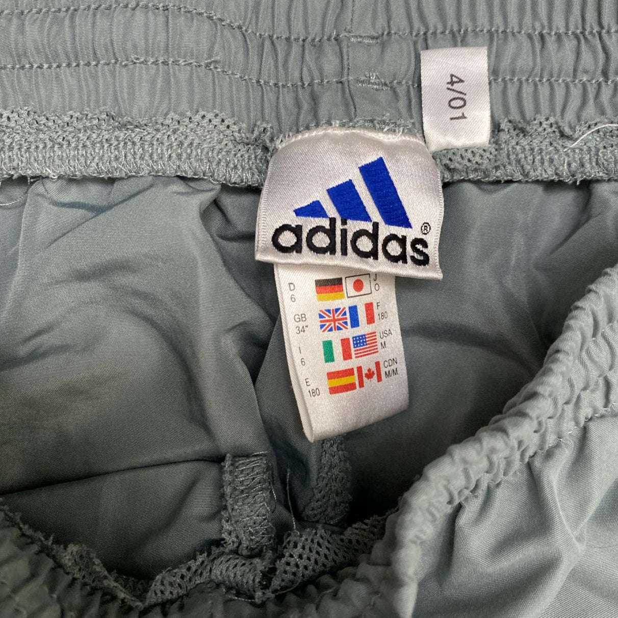 Adidas Grey and Blue Shell Trackpant Bottoms (M)