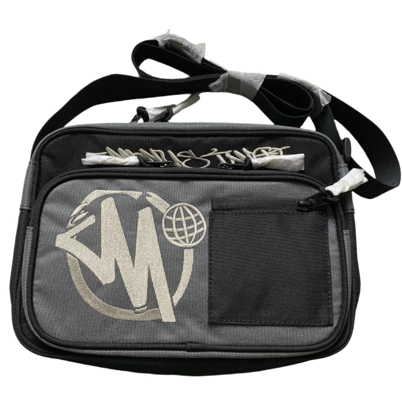Minus Two Black and Grey Embroidery Pouch Small Messenger Bag