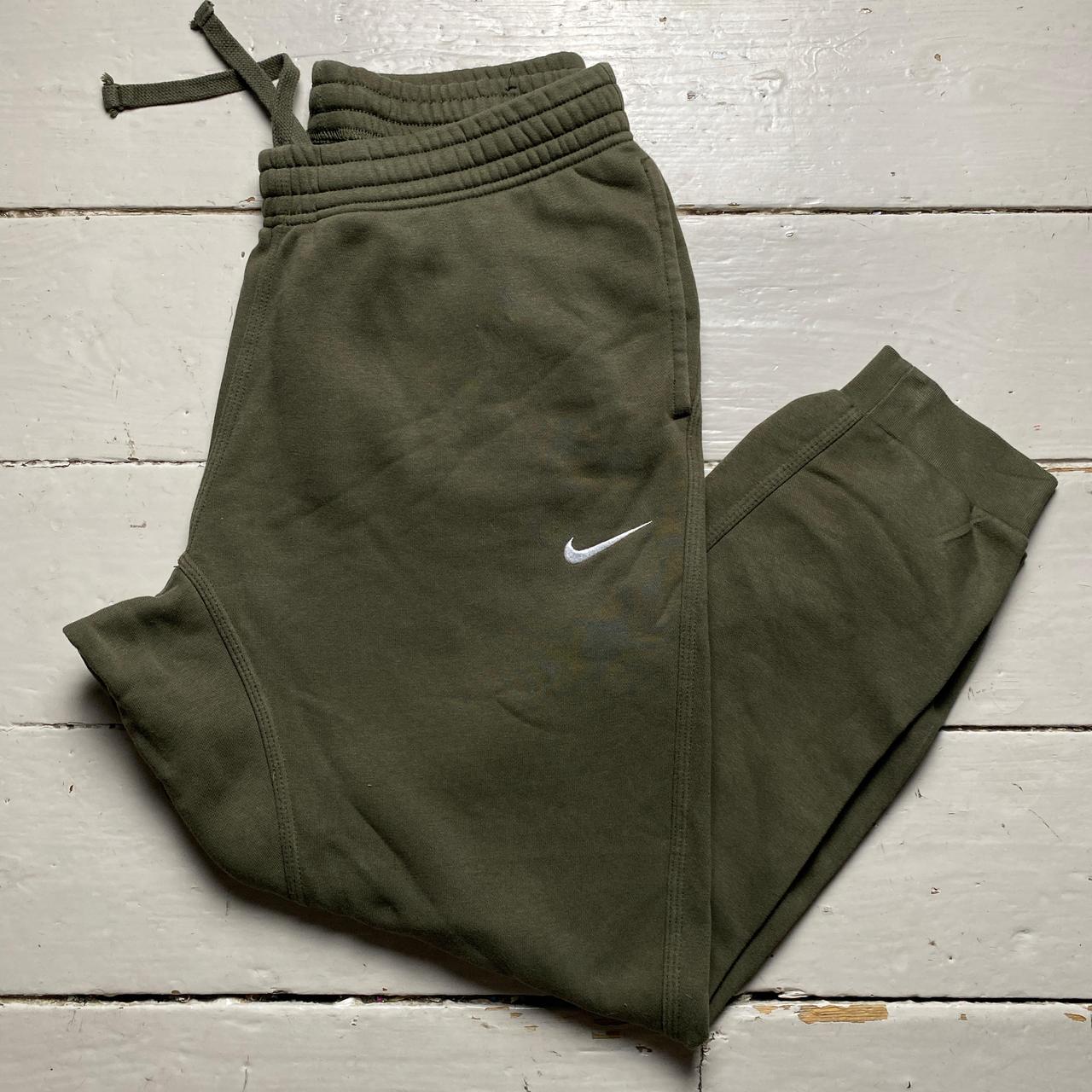 Nike Swoosh Khaki Green and White Joggers Wear Garson