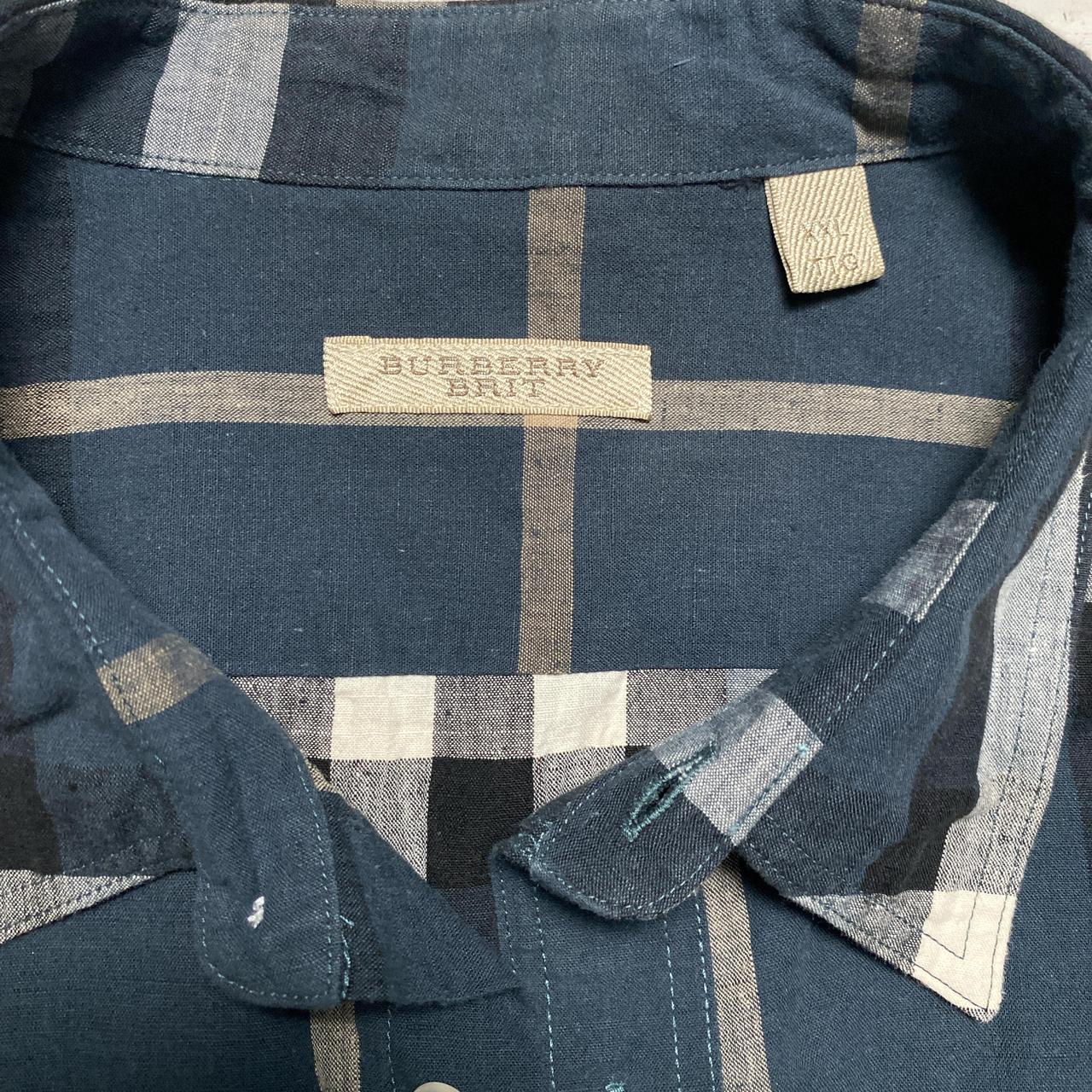 Burberry Brit Nova Check Navy Black White and Cream Long Sleeve Shirt (2XL)