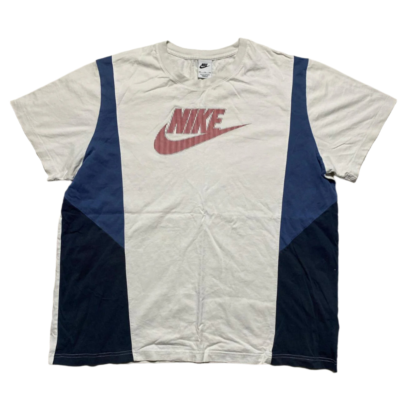 Nike White Blue and Red Swoosh T Shirt (2XL)
