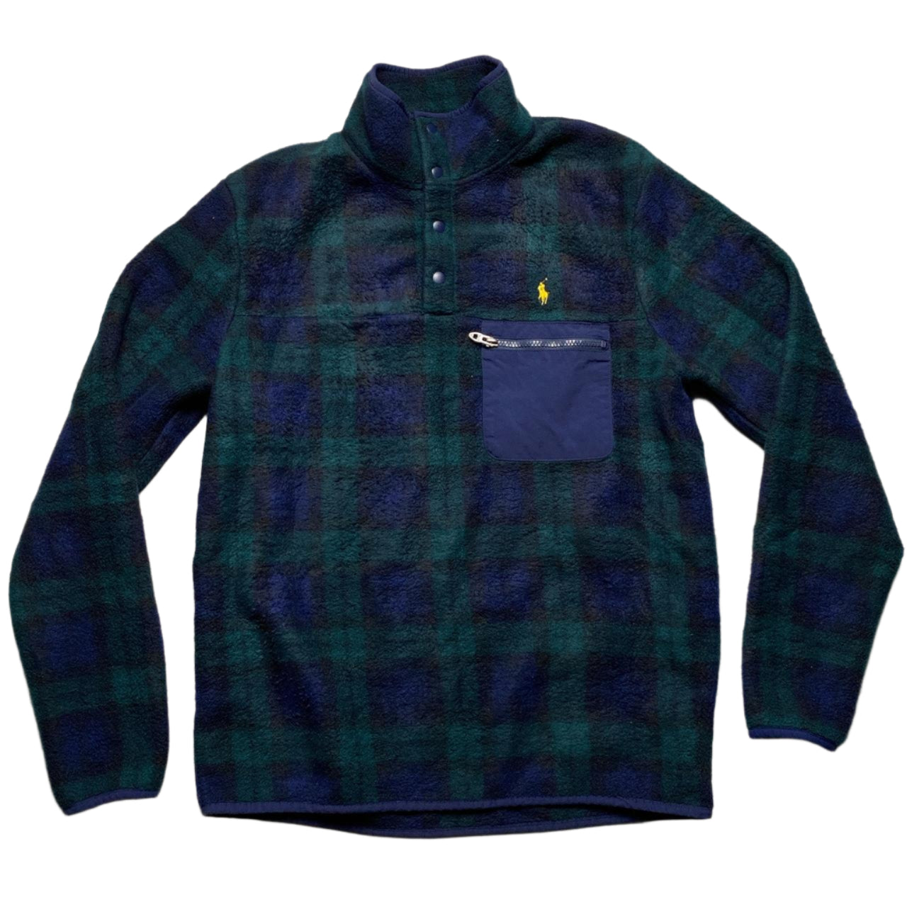 Polo Ralph Lauren Plaid Fleece Quarter Button Up Jumper (L)