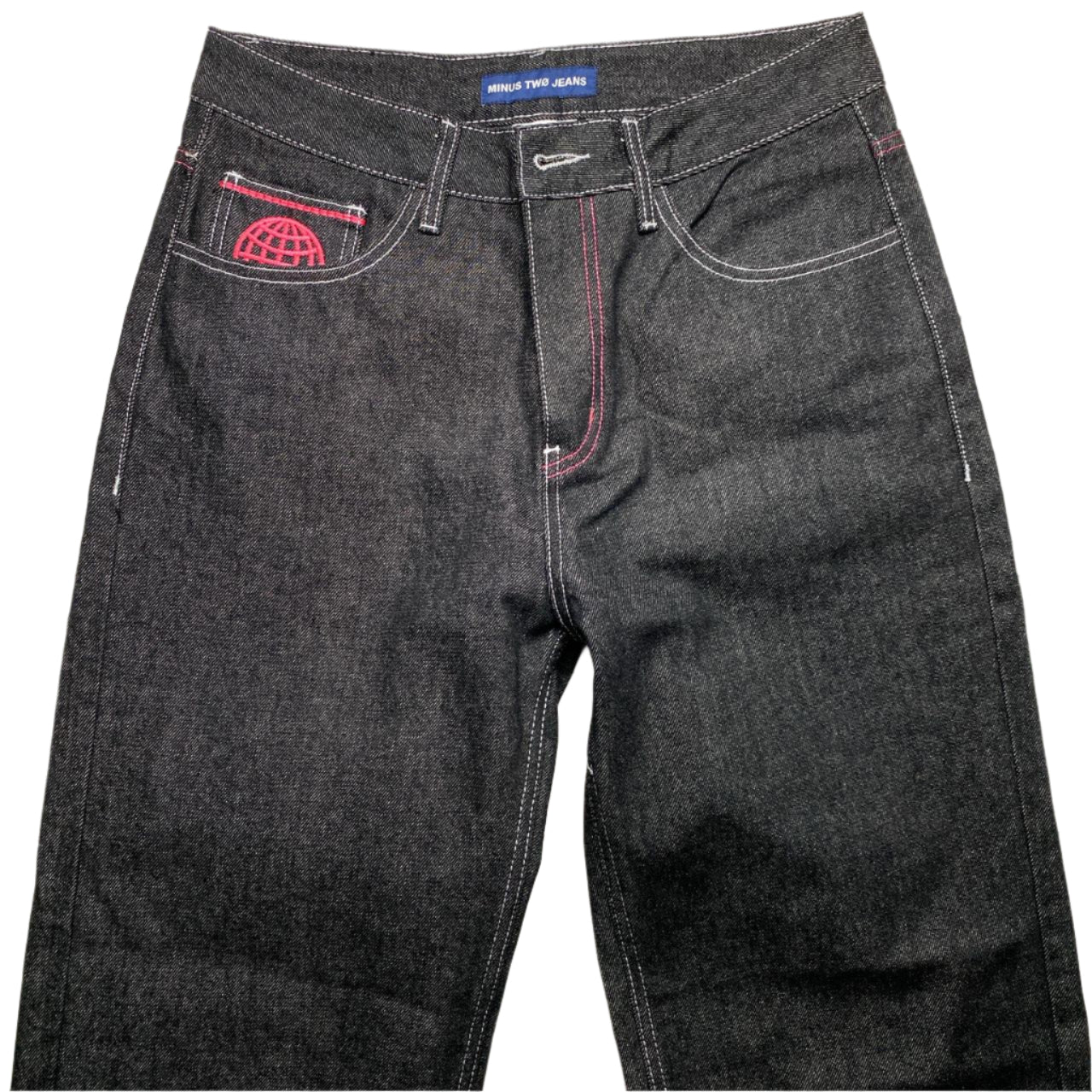 Minus Two Jeans Pink Embroidery Grey Jeans (32W)