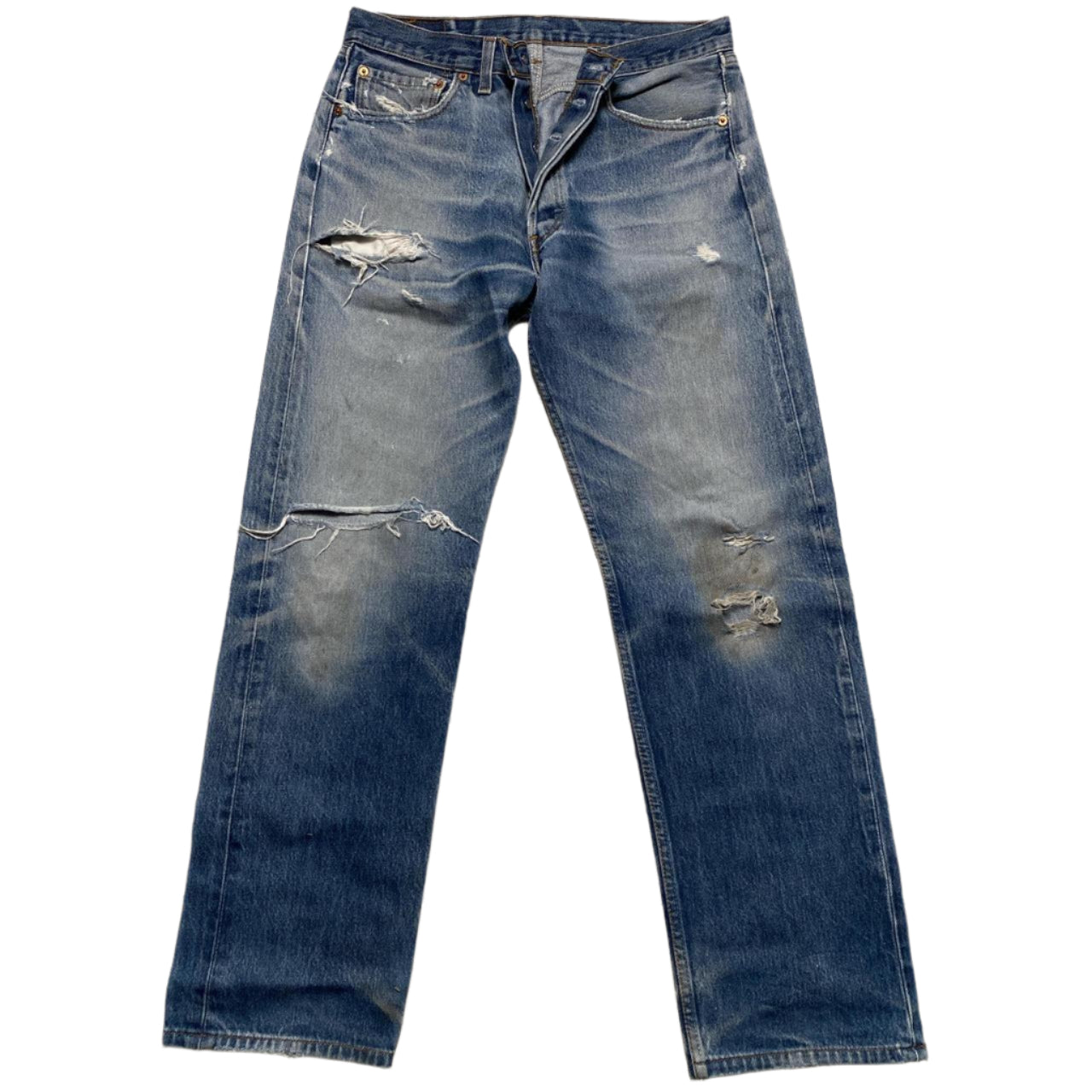 Levis 501 XX Light Blue Distressed Vintage Baggy Jeans (34W)