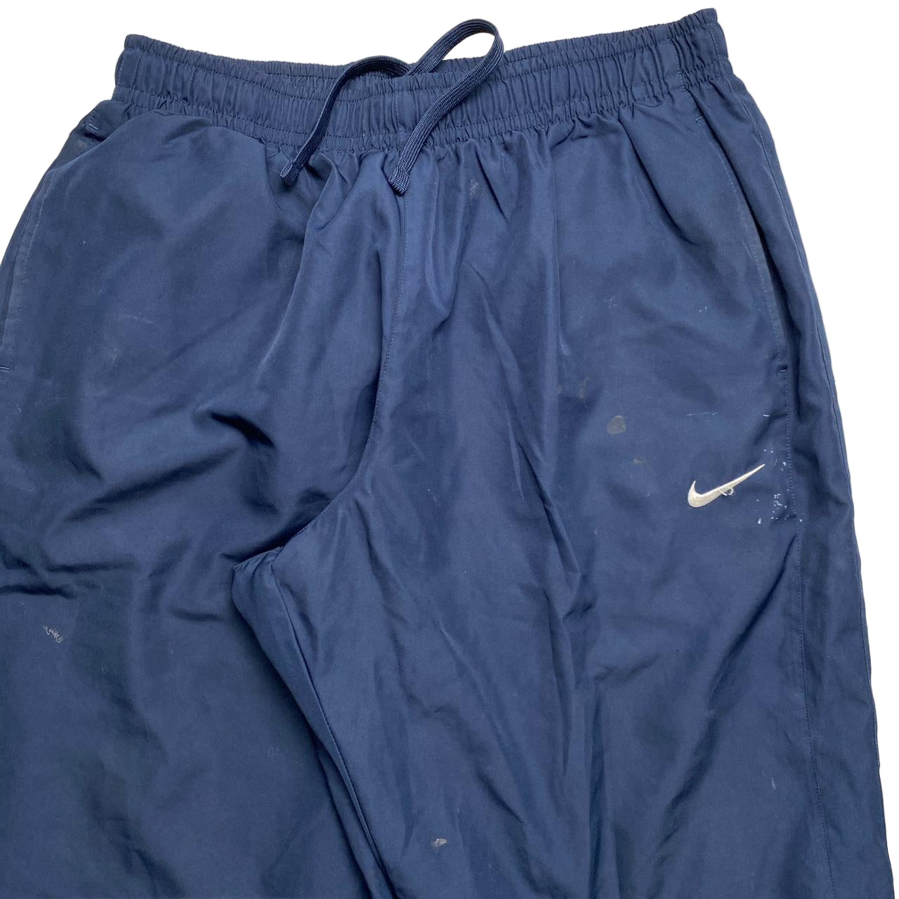 Nike Swoosh Navy and White Shell Trackpant Baggy Bottoms (XL)