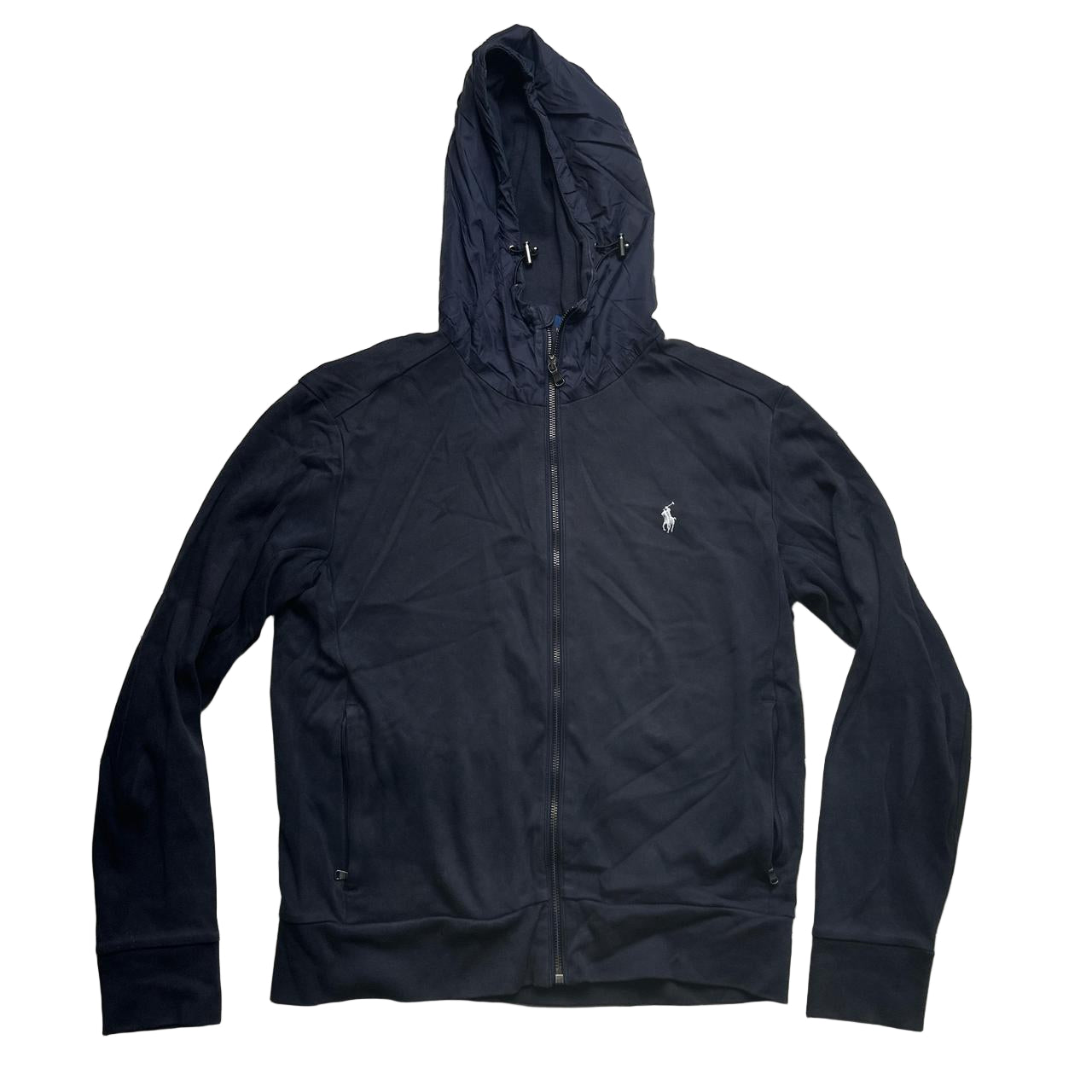 Polo Ralph Lauren Navy and White Pony Shell Hood Hoodie (M)