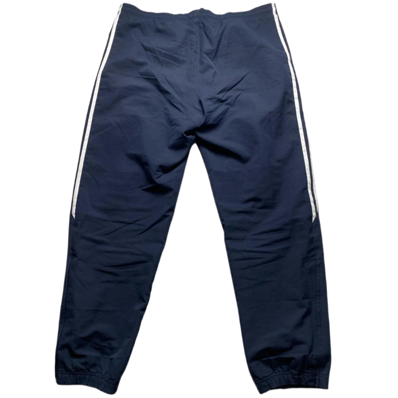 Adidas Navy and White Baggy Trackpant Shell Bottoms (L)